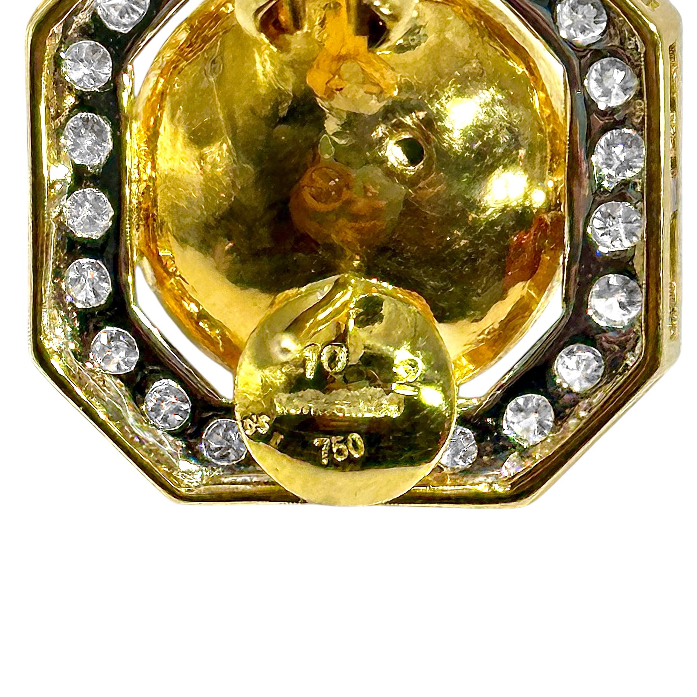 Women's High Quality Late-20th Century 18K Gold Diamond and Turquoise Earrings For Sale