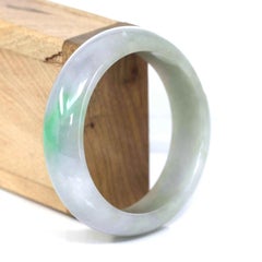 High-Quality Lavender-Green Natural Burmese Jadeite Jade Bangle #485