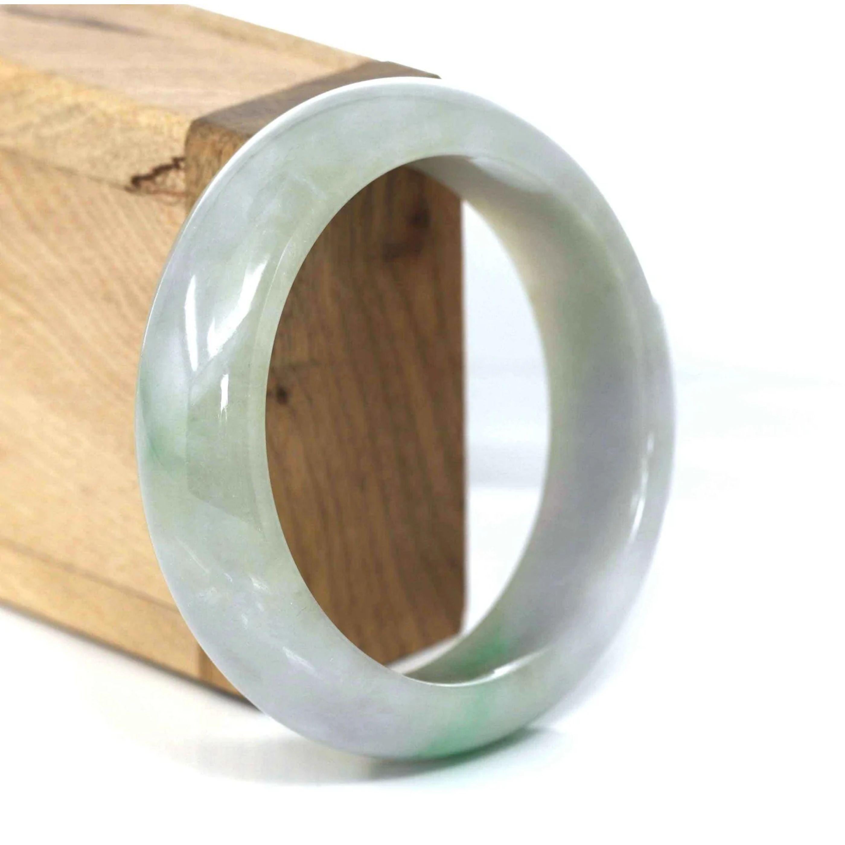 High-Quality Lavender-Green Natural Burmese Jadeite Jade Bangle #485 In New Condition For Sale In Portland, OR