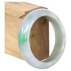 Bracelet jonc en jade naturel birman vert lavande de haute qualité (57,08 mm) n°485