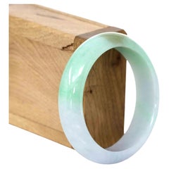 Bracelet jonc en jade naturel birman vert lavande de haute qualité (57,12 mm) #325