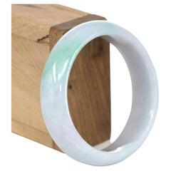 Bracelet jonc en jade naturel birman vert lavande de haute qualité (57,30 mm) n°484