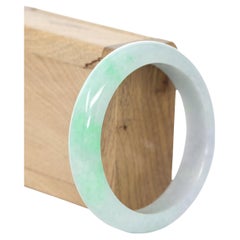 Bracelet jonc en jadéite naturelle birmane vert lavande de haute qualité ( 57,85 mm ) n°604