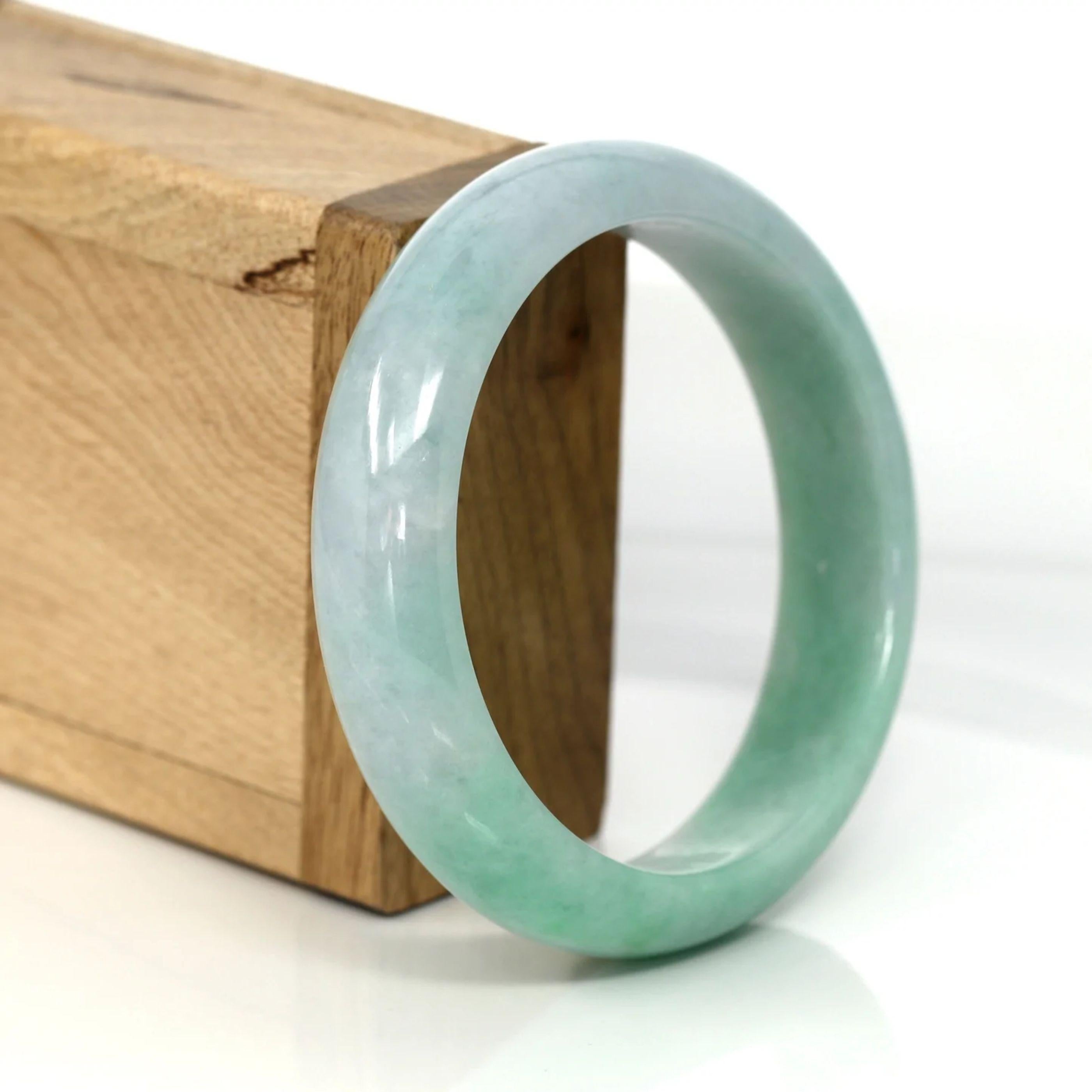 High-Quality Lavender-Green Natural Burmese Jadeite Jade Bangle #296 In New Condition For Sale In Portland, OR