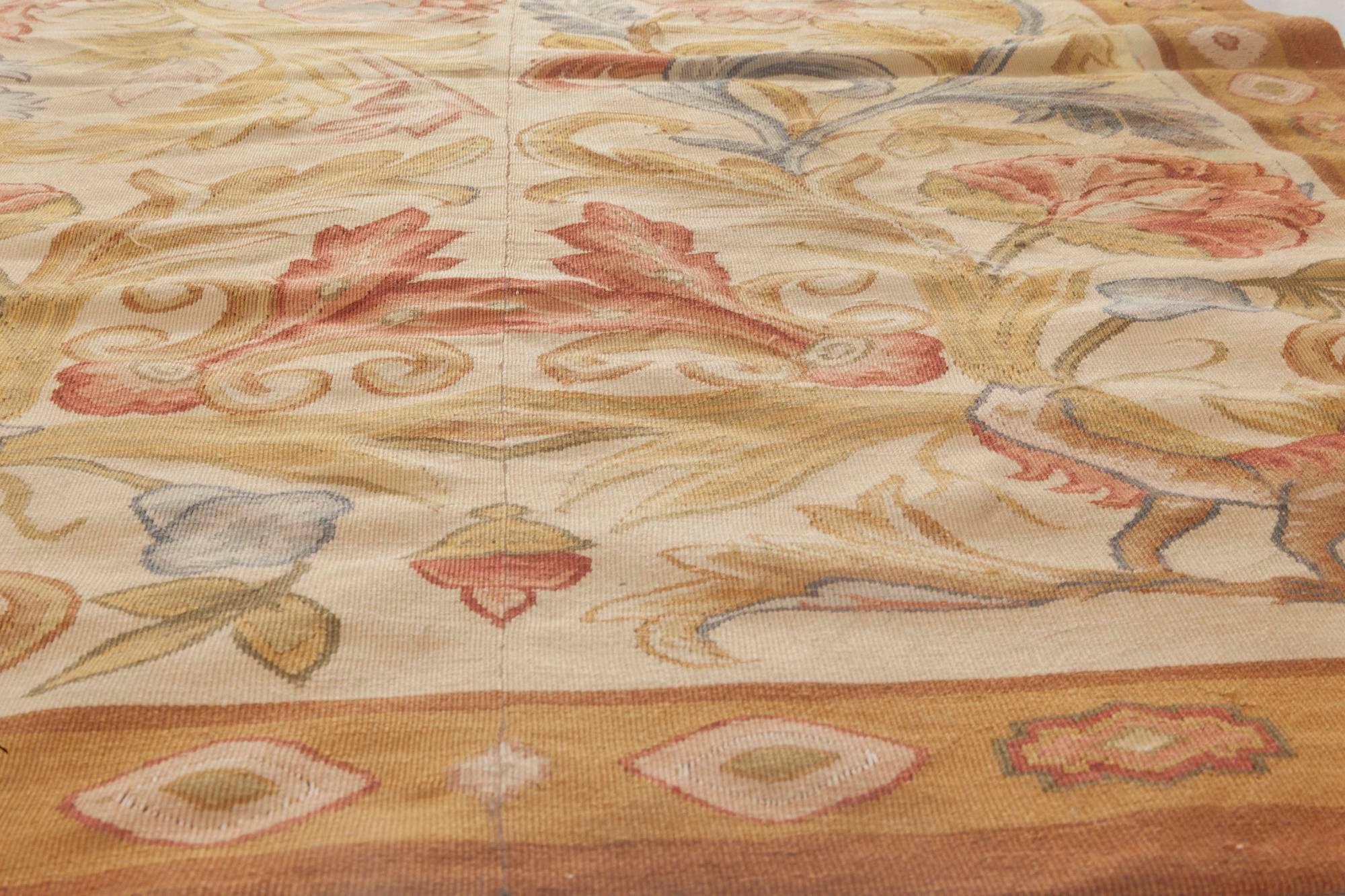 Hand-Knotted High-Quality Long & Narrow Aubusson Handmade Wool Runner by Doris Leslie Blau For Sale