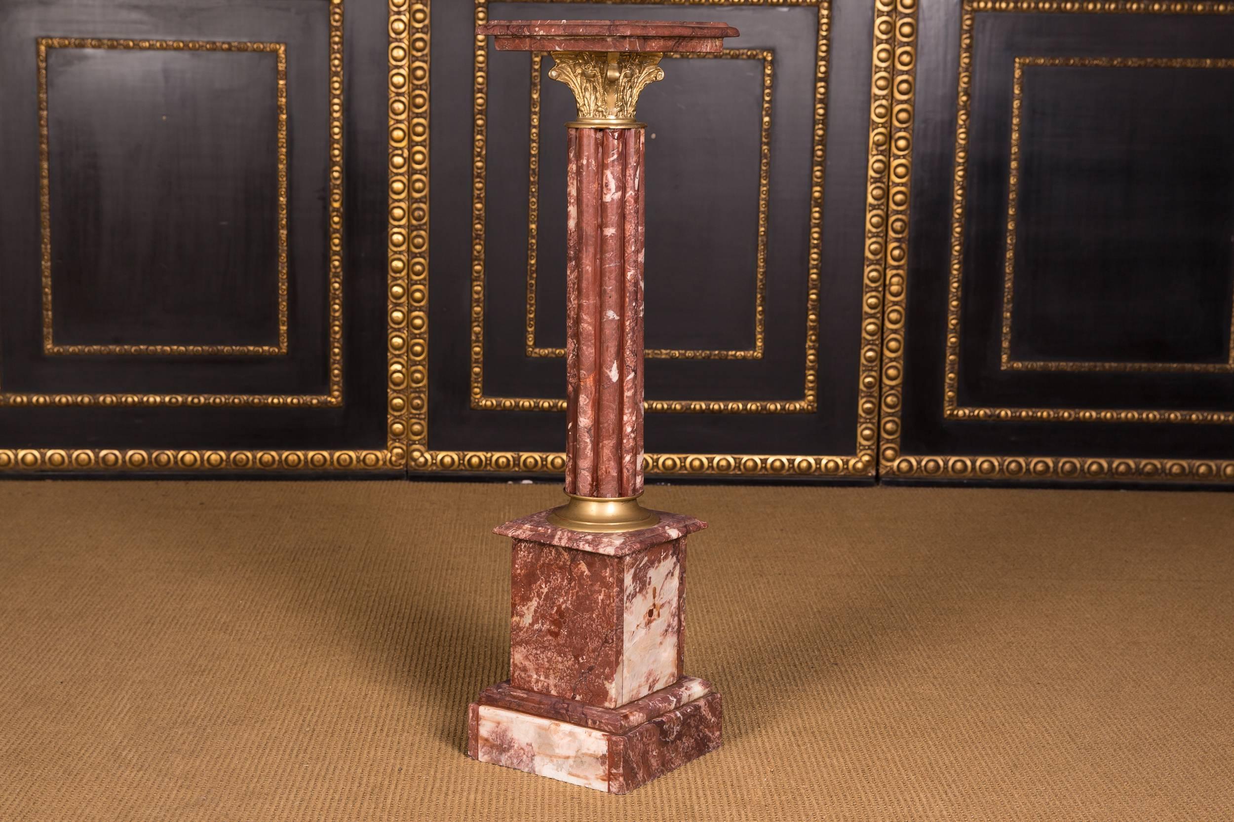 Neoclassical High Quality Marble Column with Bronze in the antique Style of Classicism For Sale