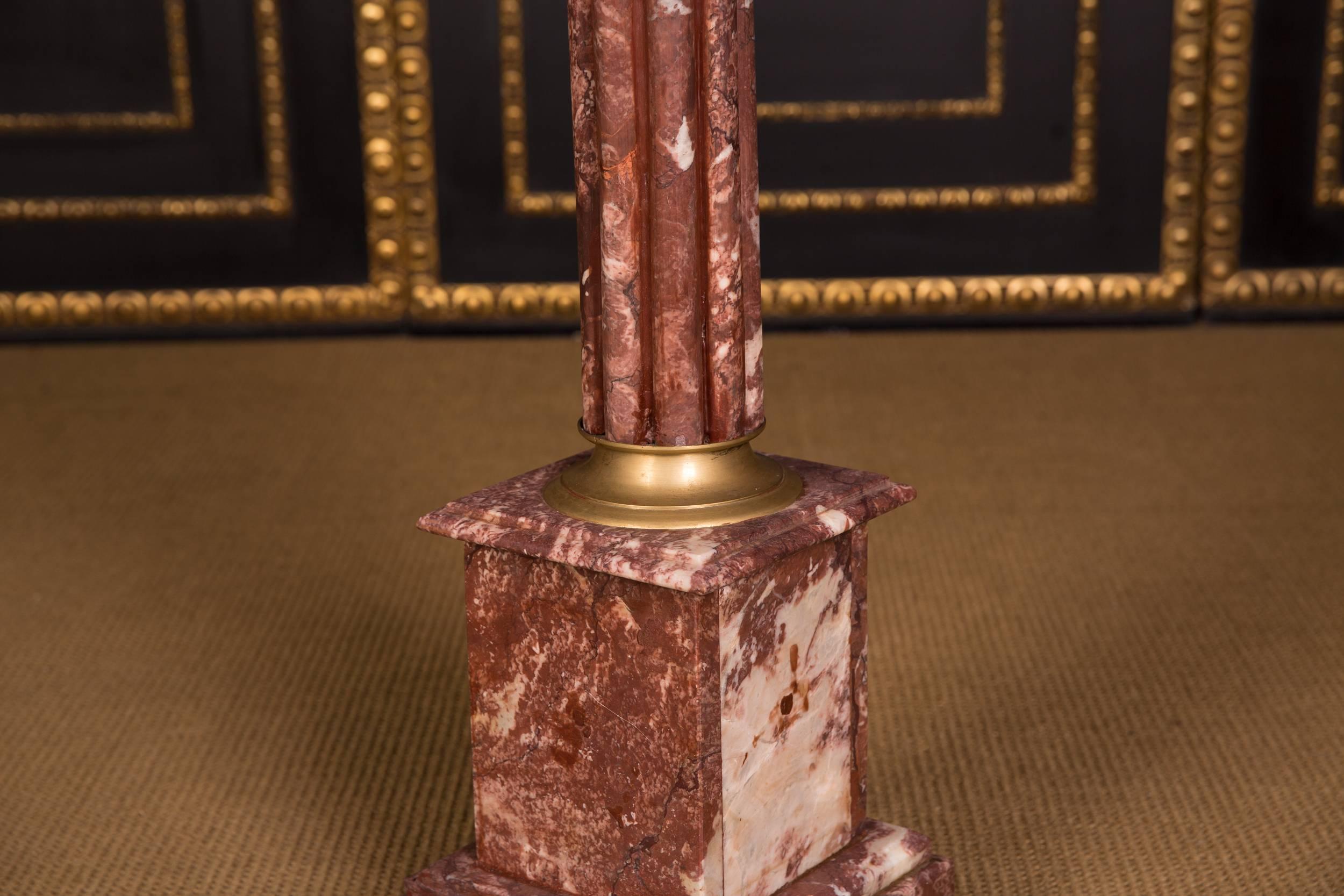 Hand-Crafted High Quality Marble Column with Bronze in the antique Style of Classicism For Sale