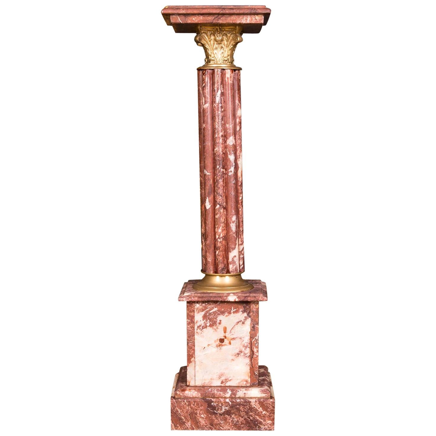 High Quality Marble Column with Bronze in the antique Style of Classicism For Sale