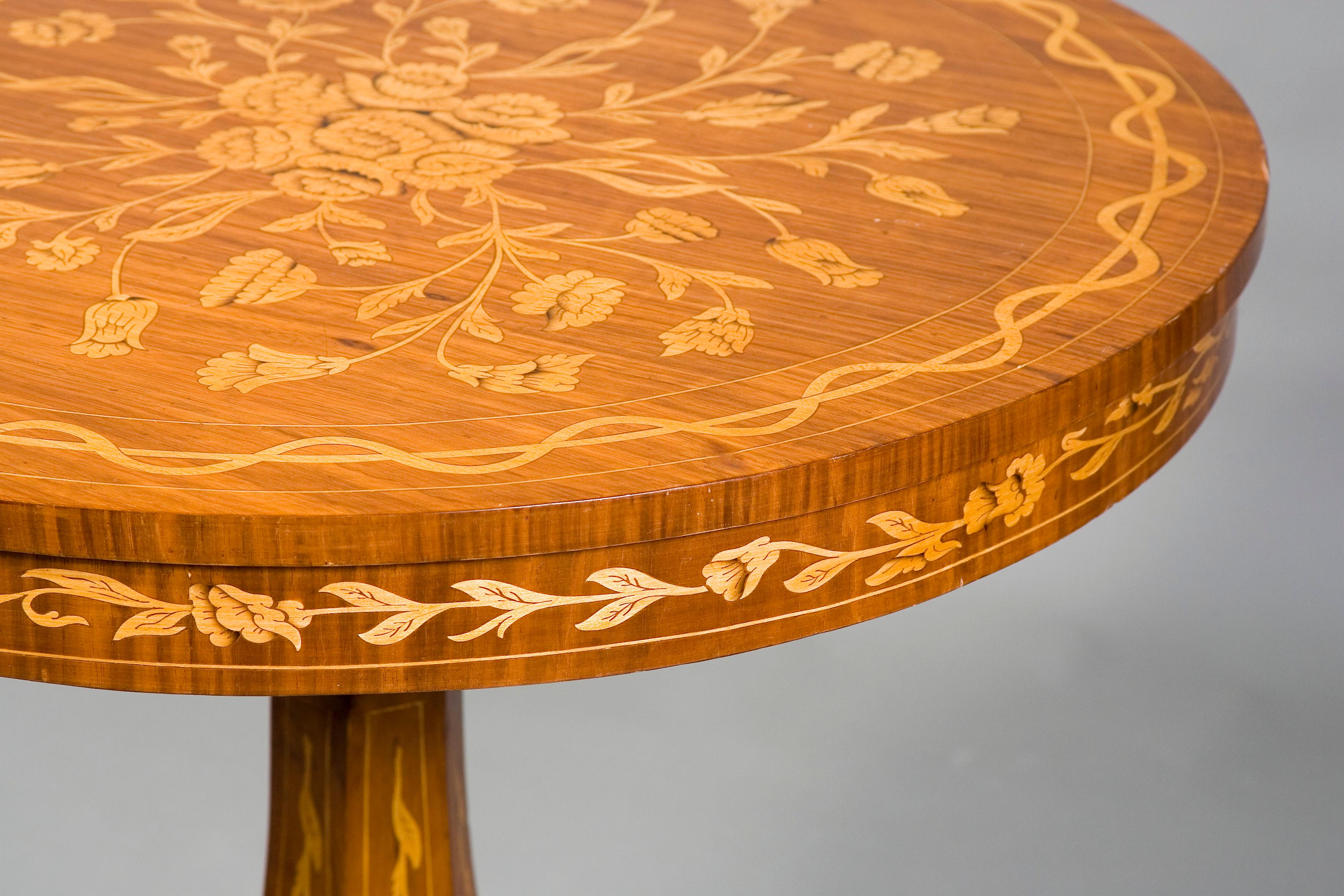 German High Quality Marquetry Table in the Biedermeier Style