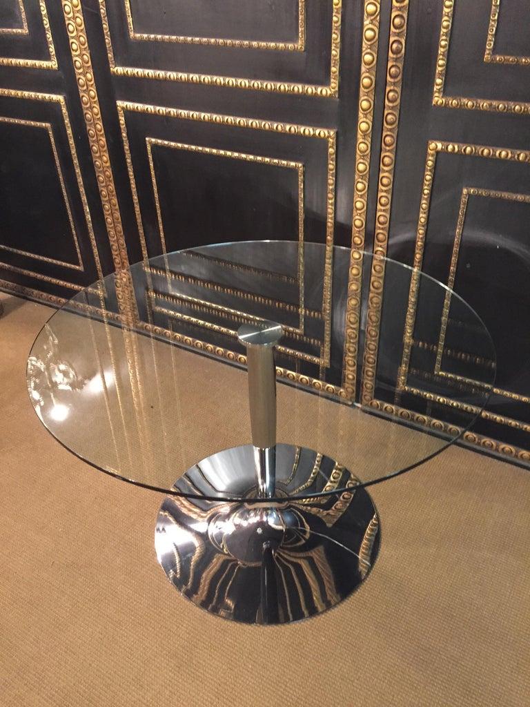 High Quality Modern Round Glass Table with Chrome Foot Brand Calligaris For Sale at 1stDibs