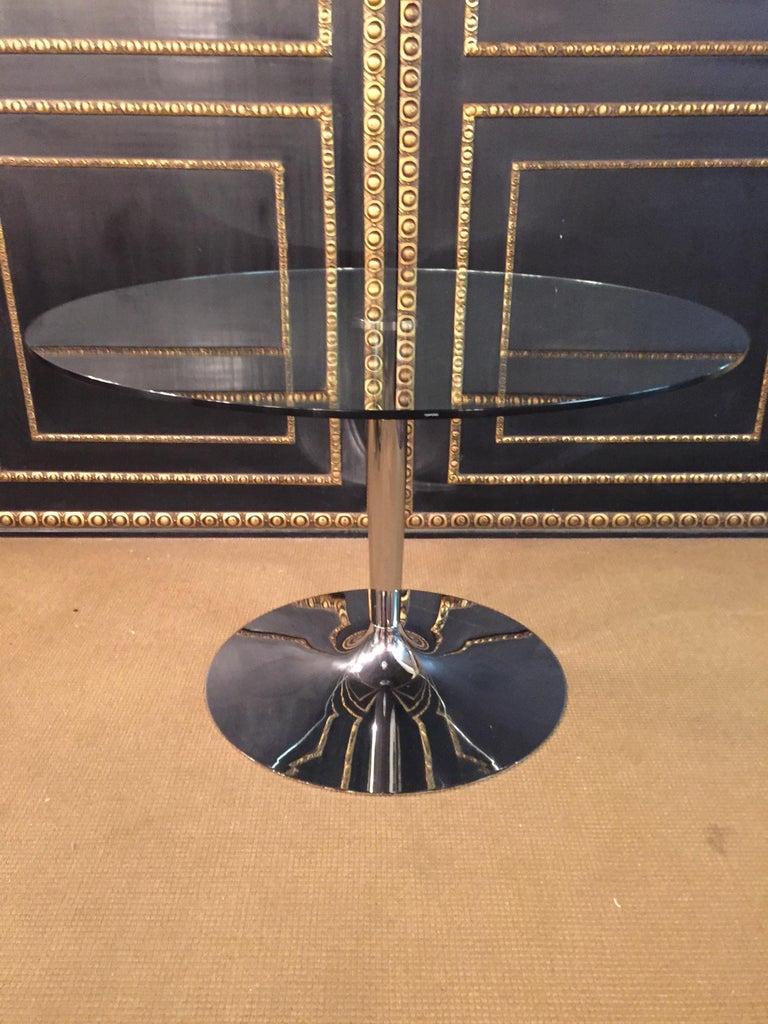 High Quality Modern Round Glass Table with Chrome Foot Brand Calligaris For Sale at 1stDibs