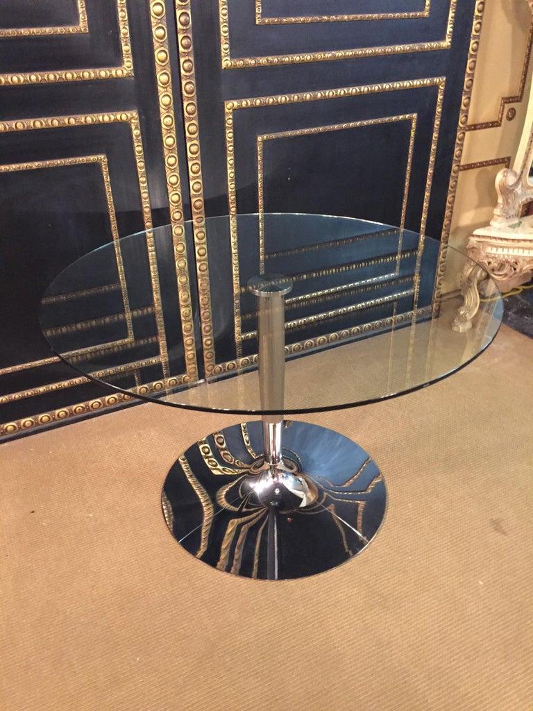 High Quality Modern Round Glass Table with Chrome Foot Brand Calligaris 8