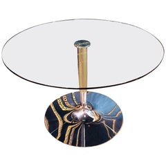 High Quality Modern Round Glass Table with Chrome Foot Brand Calligaris