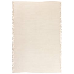 High-Quality Modern Solid Beige Flat-Weave Wool Rug by Doris Leslie Blau