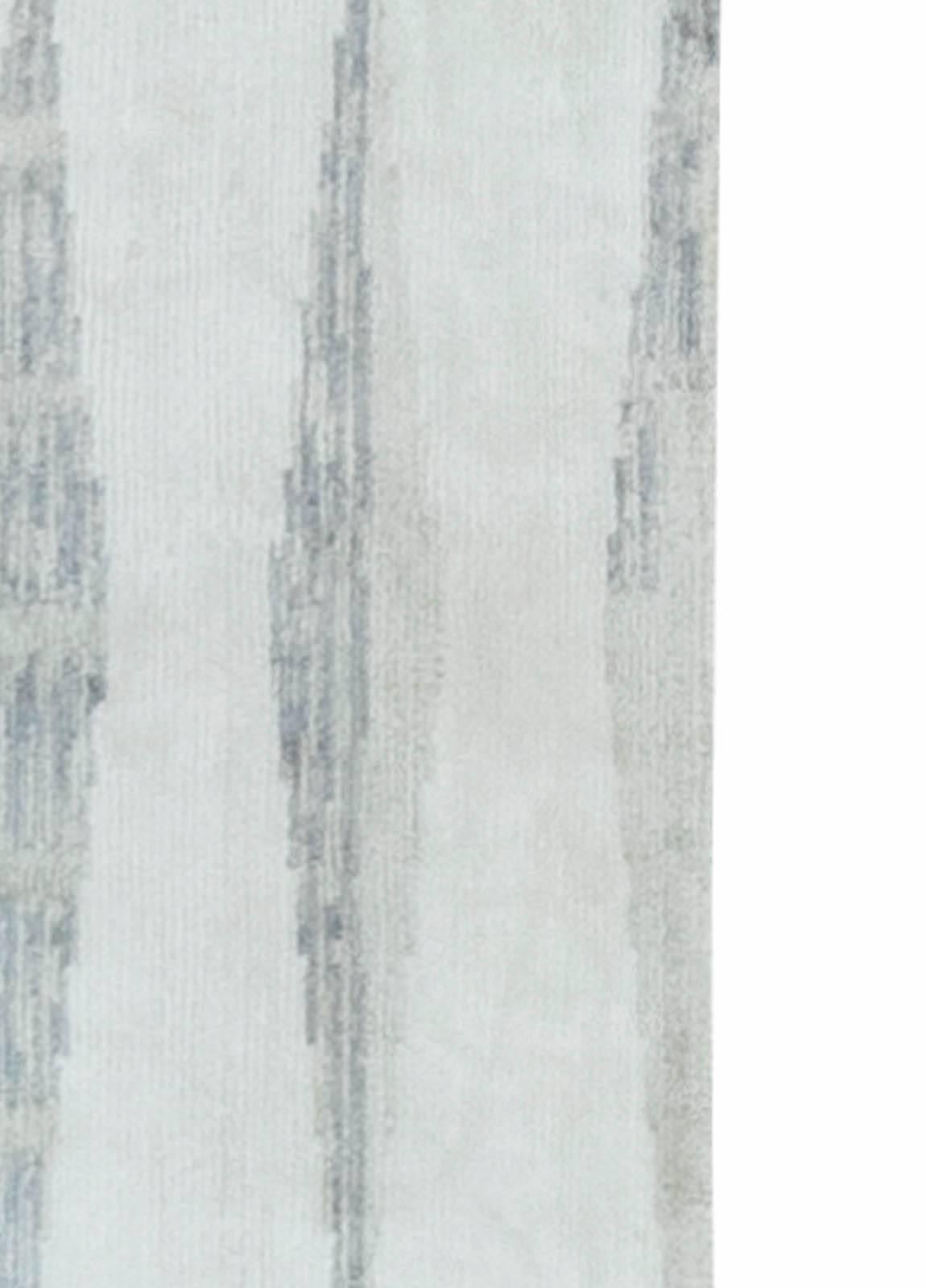 Hand-Knotted High-Quality Modern Striped Wool Runner by Doris Leslie Blau For Sale