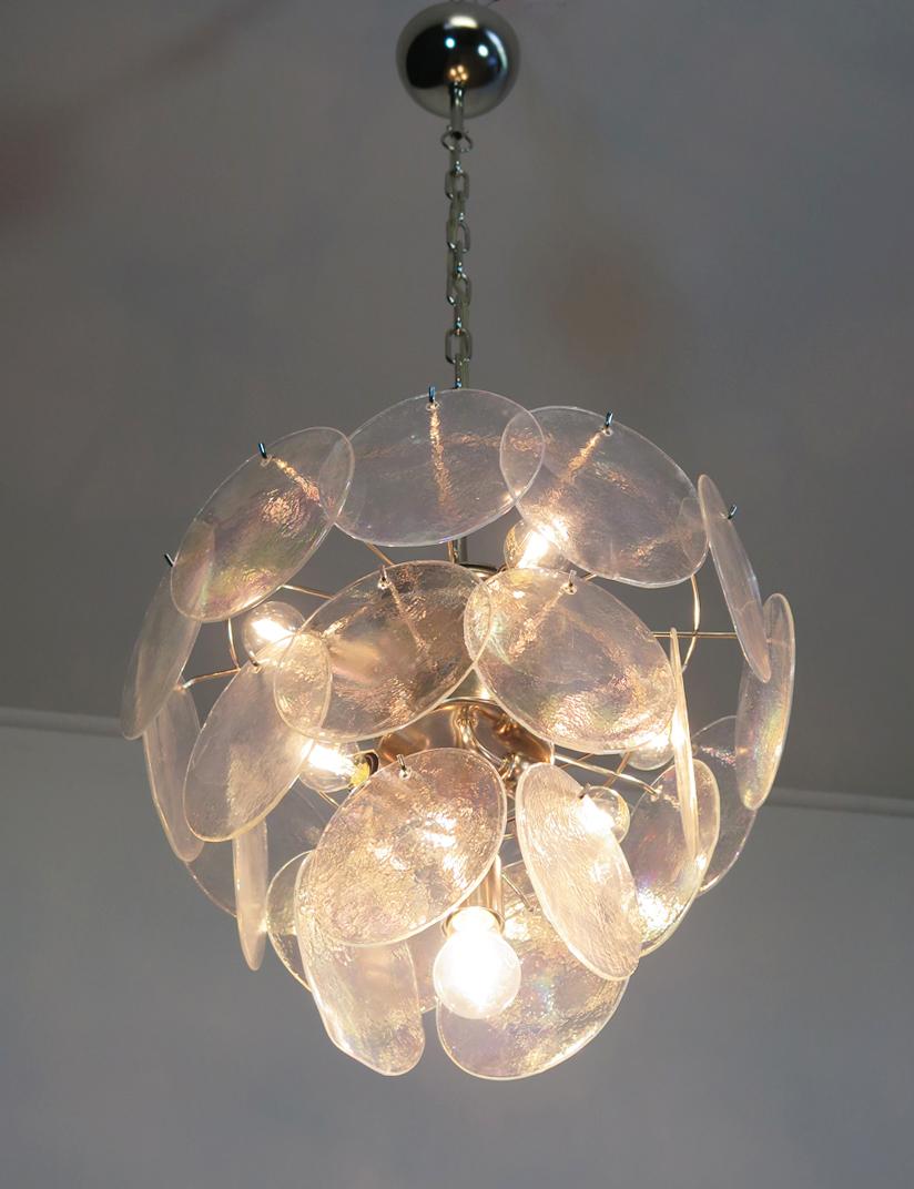 Mid-Century Modern High quality Murano chandelier space age – 23 iridescent glasses For Sale