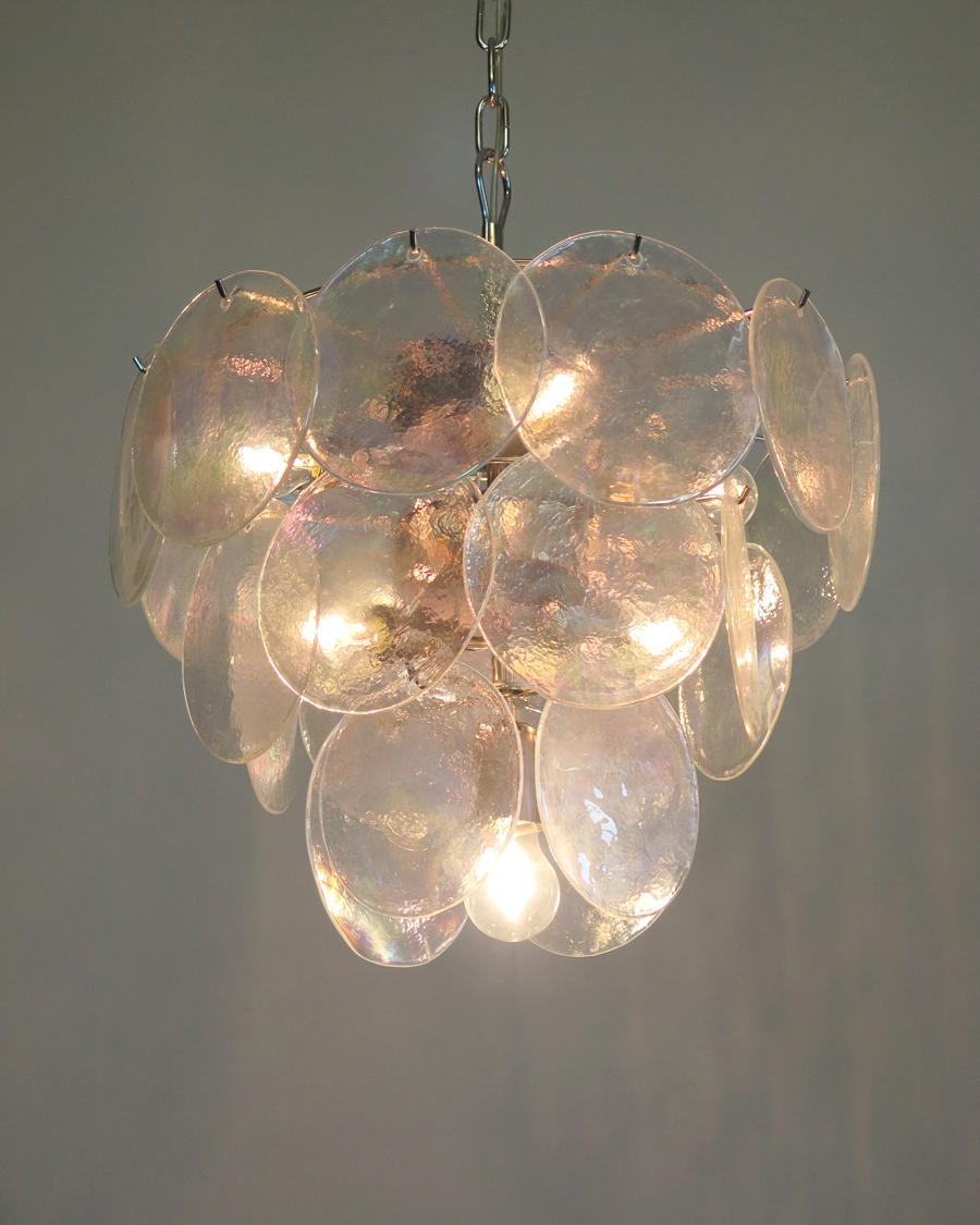Italian High Quality Murano Chandelier Space Age, 23 Iridescent Glasses