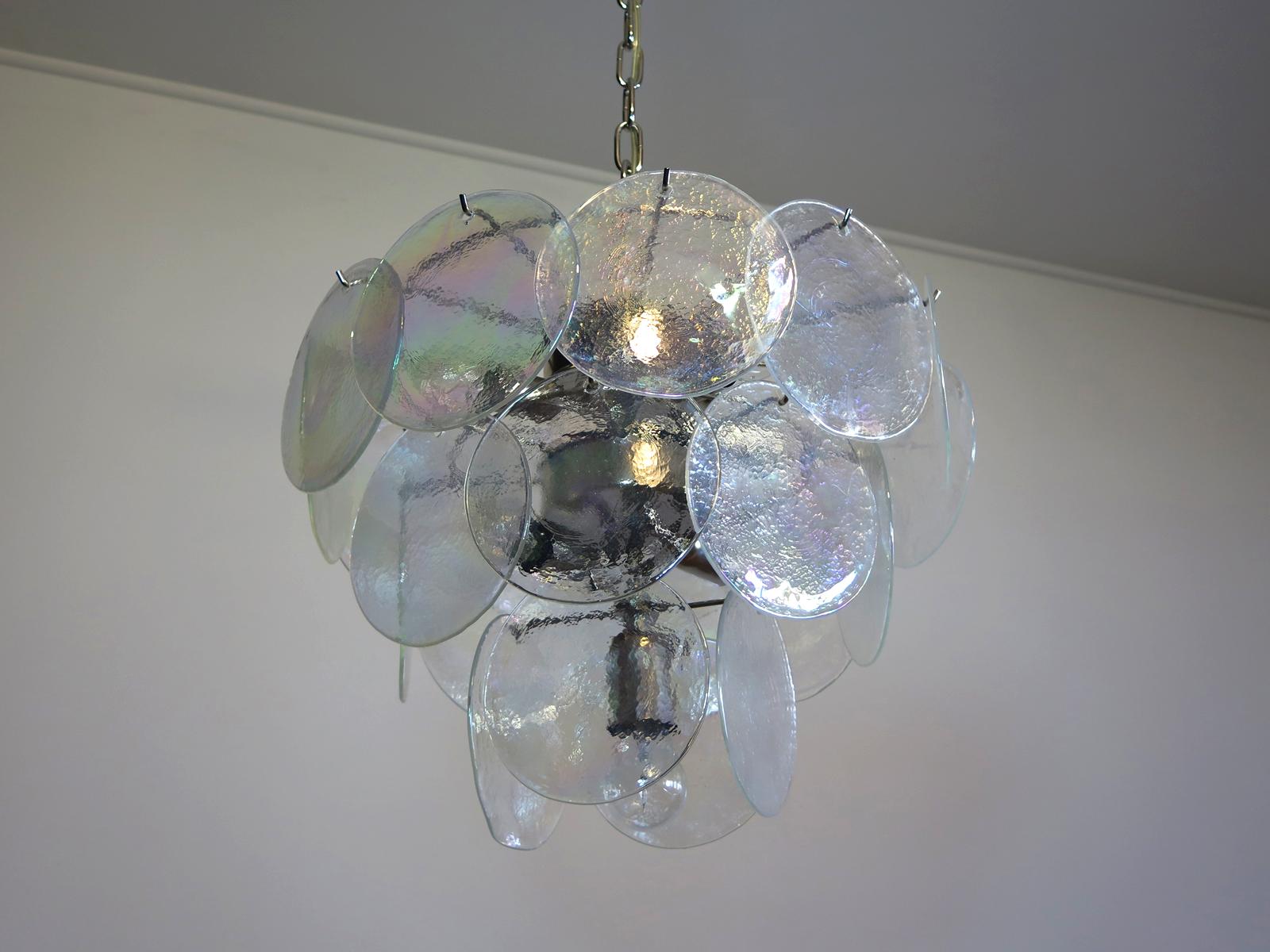 Blown Glass High Quality Murano Chandelier Space Age, 23 Iridescent Glasses