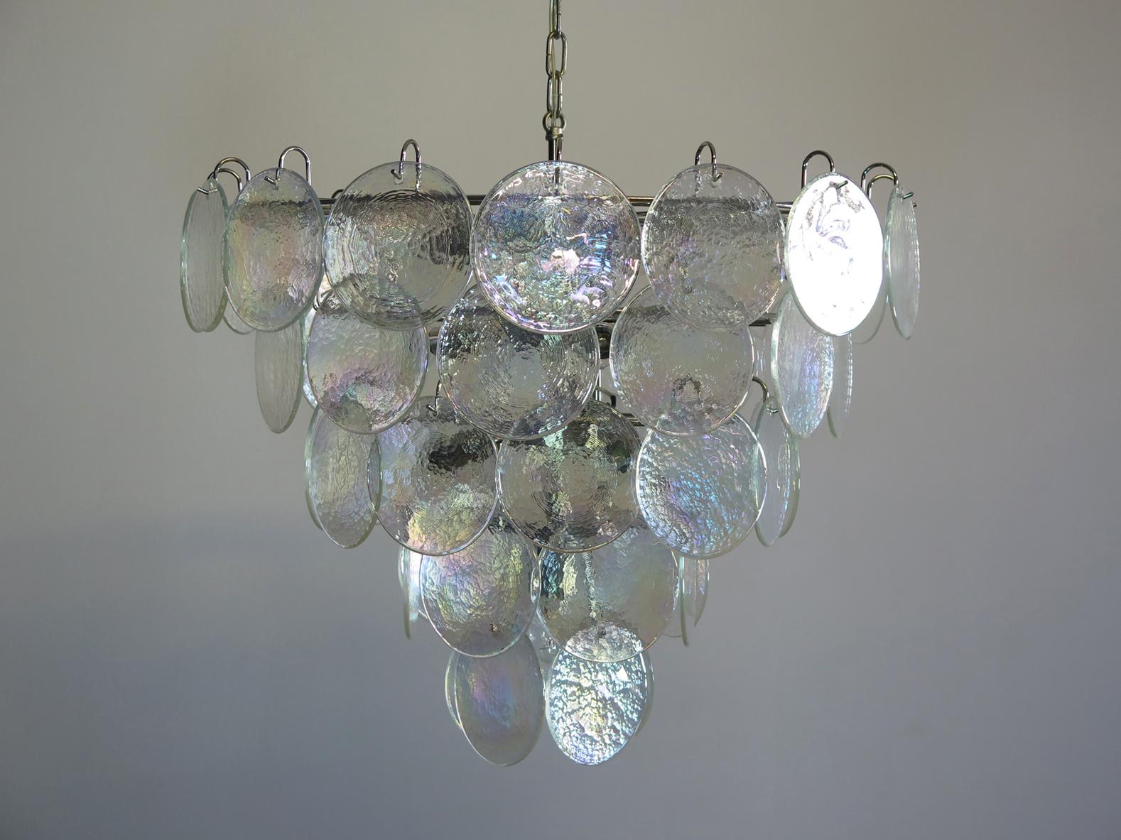Mid-Century Modern High quality Murano chandelier space age - 50 iridescent glasses For Sale