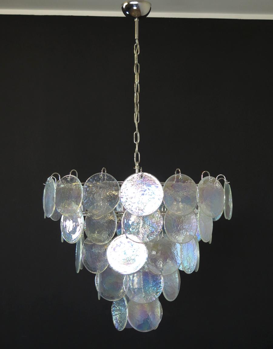 Italian High quality Murano chandelier space age - 50 iridescent glasses For Sale