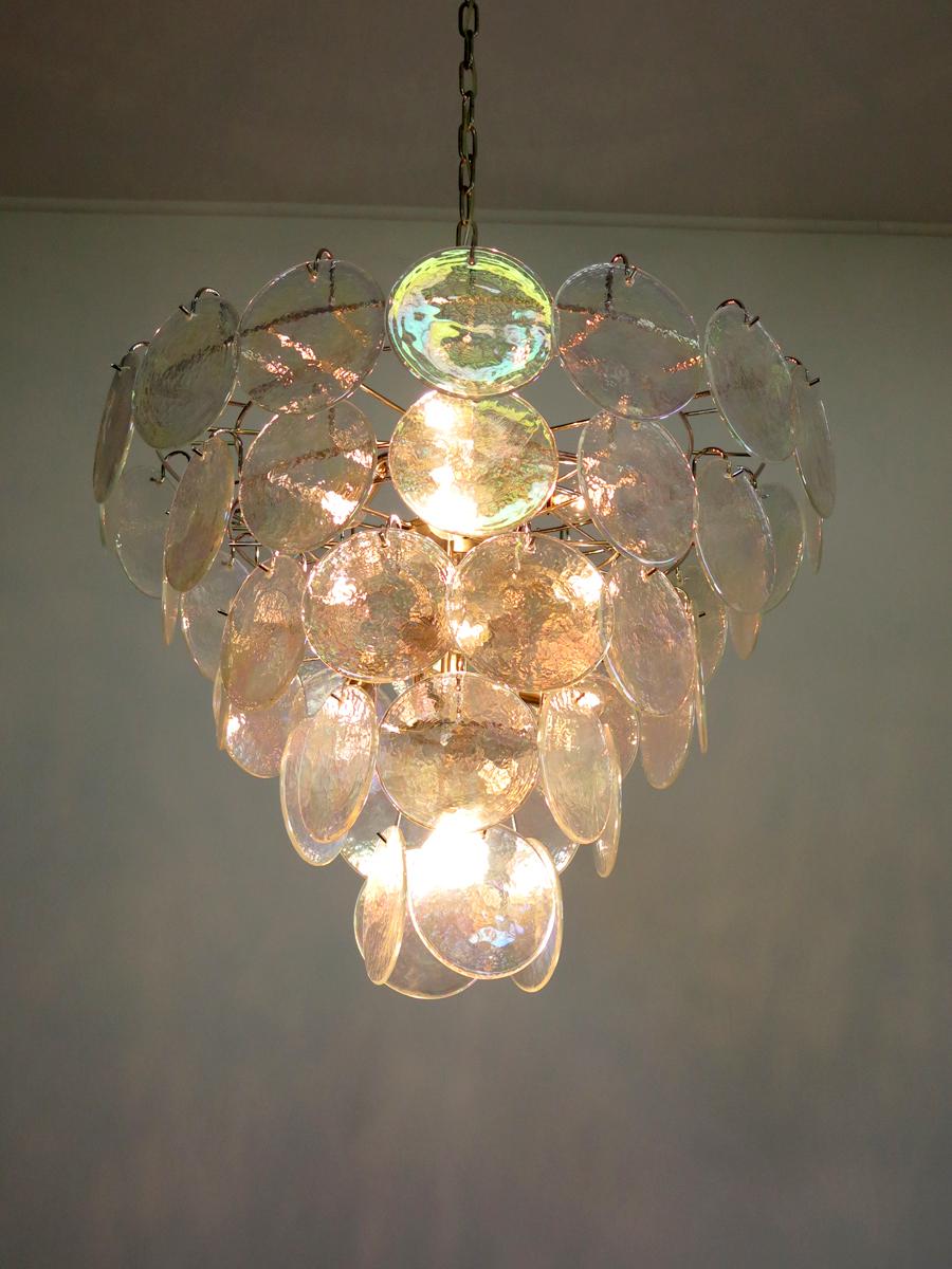 Italian High Quality Murano Chandelier Space Age 50 Iridescent Glasses
