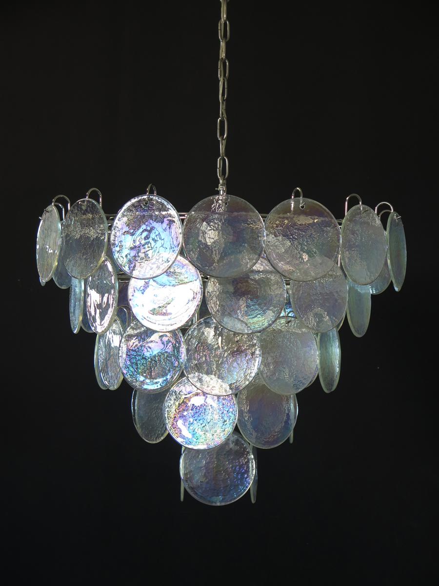 Galvanized High quality Murano chandelier space age - 50 iridescent glasses For Sale