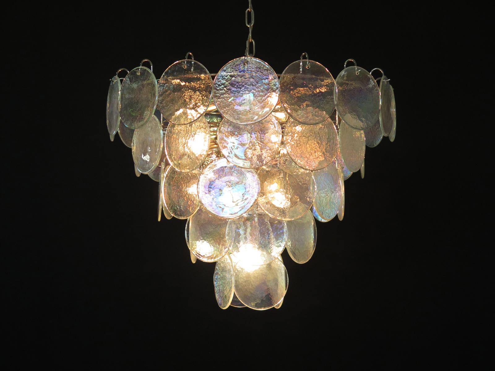 Late 20th Century High Quality Murano Chandelier Space Age 50 Iridescent Glasses