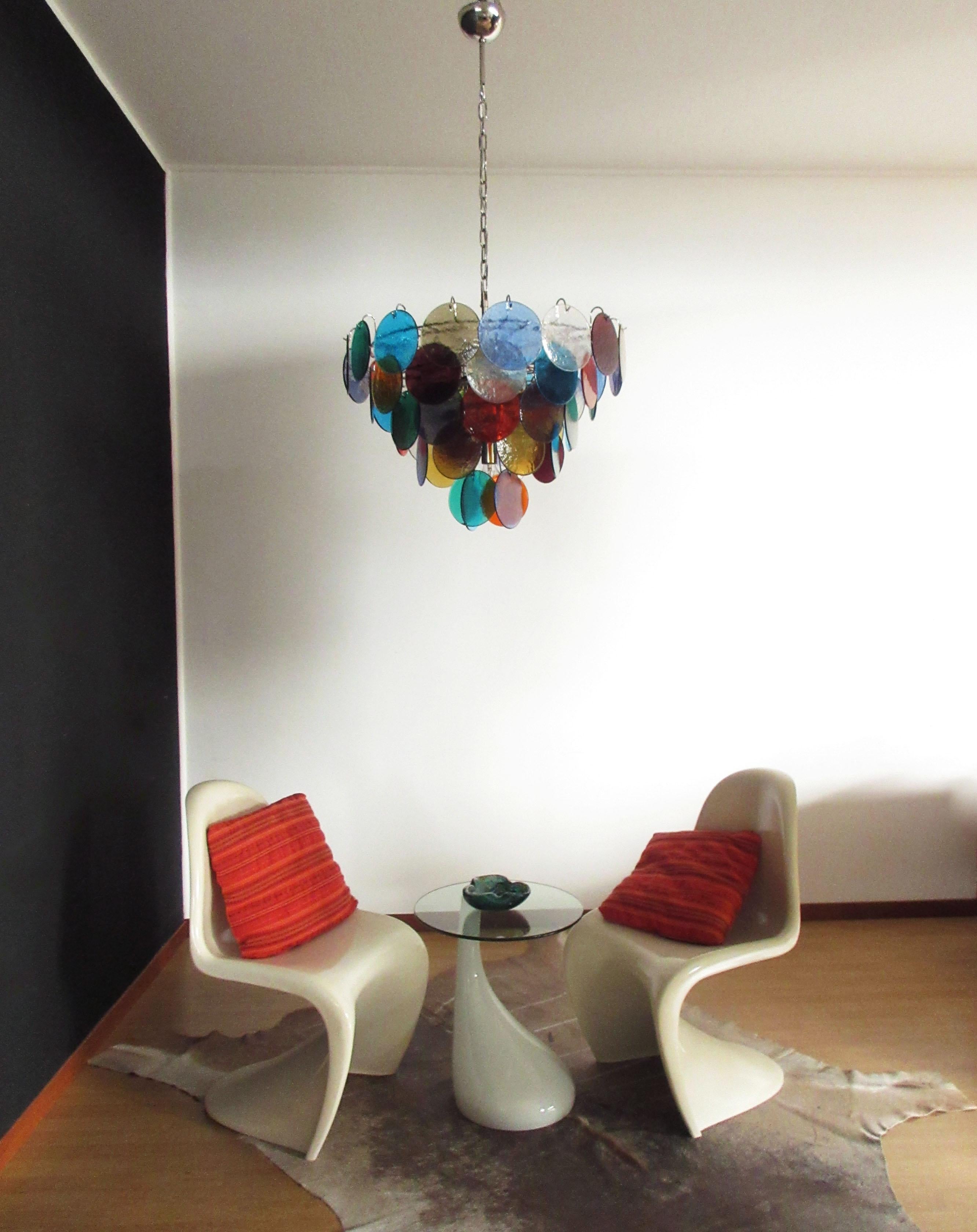 High Quality Murano Chandelier Space Age, 50 Multicolored Glasses For Sale 4