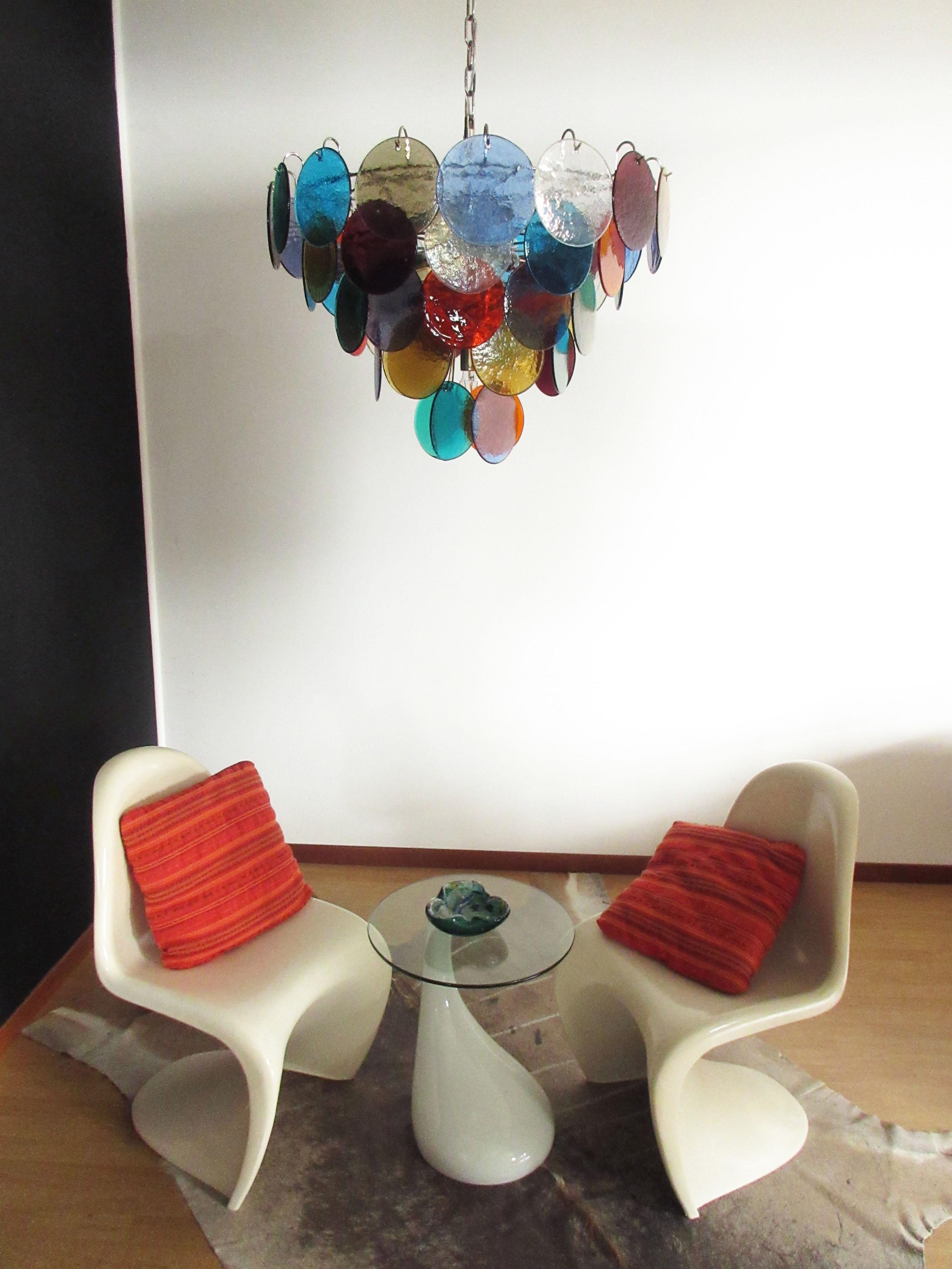 Mid-Century Modern High Quality Murano Chandelier Space Age, 50 Multicolored Glasses For Sale