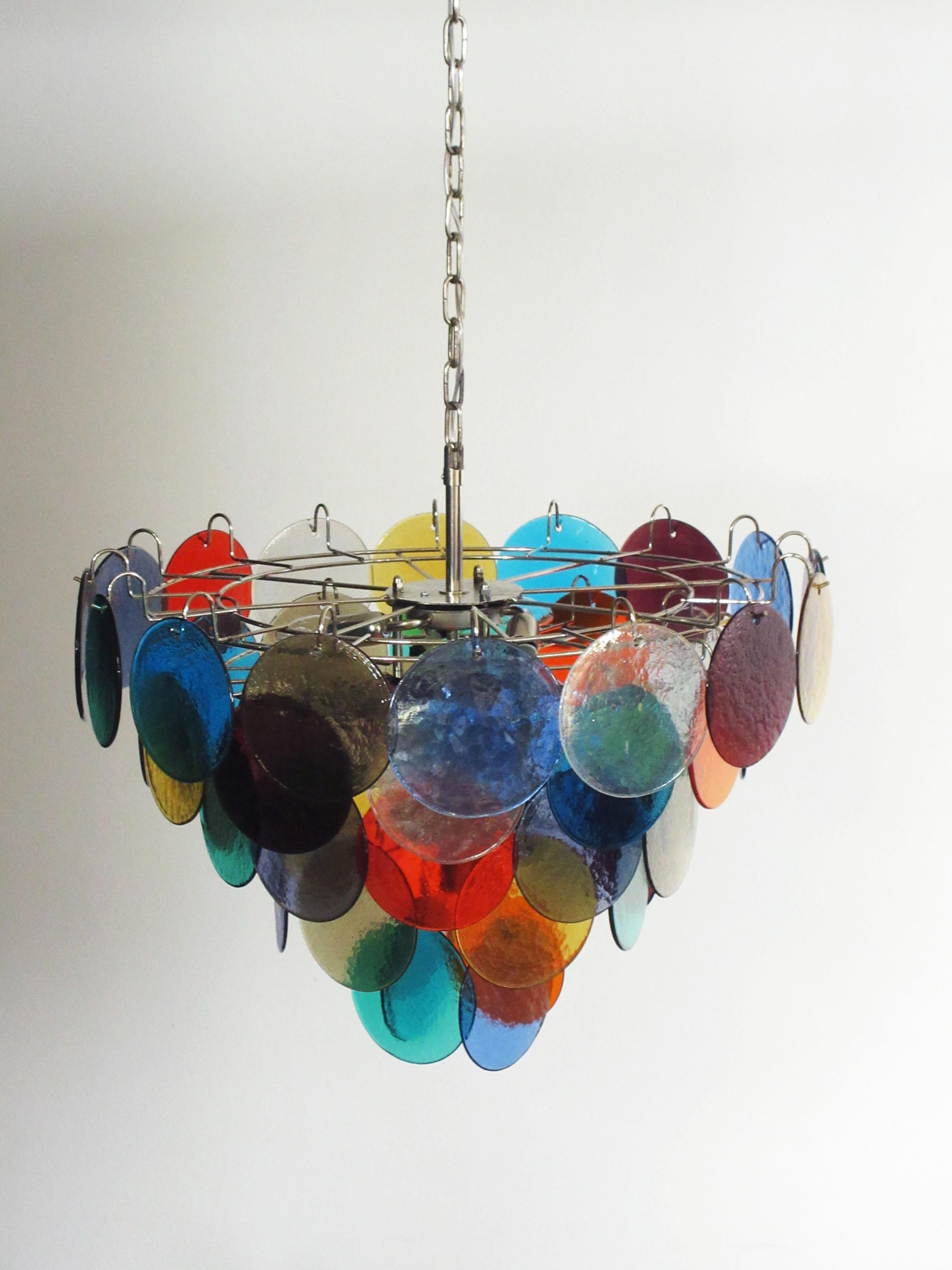 Italian High Quality Murano Chandelier Space Age, 50 Multicolored Glasses For Sale