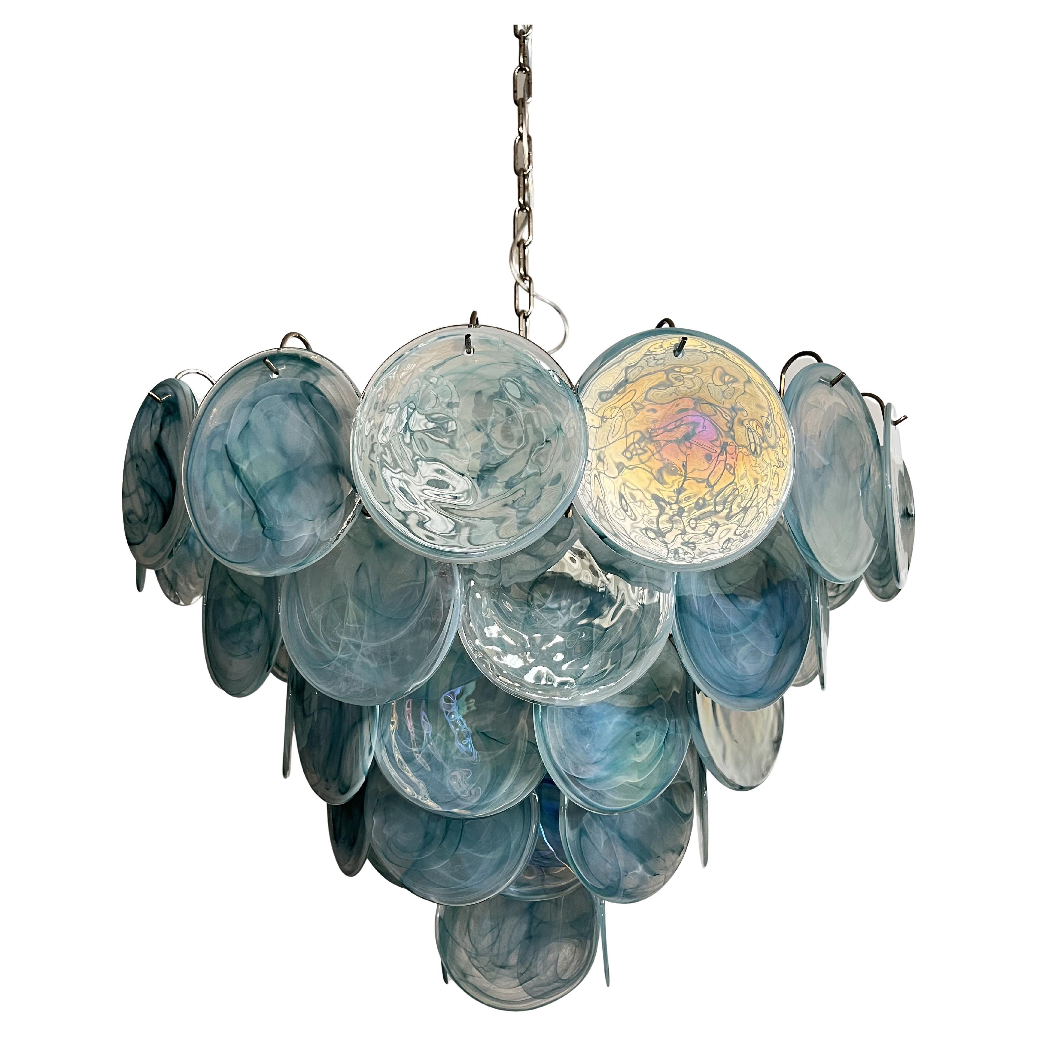 High quality Murano chandelier space age - 57 BLUE albaster iridescent glasses
