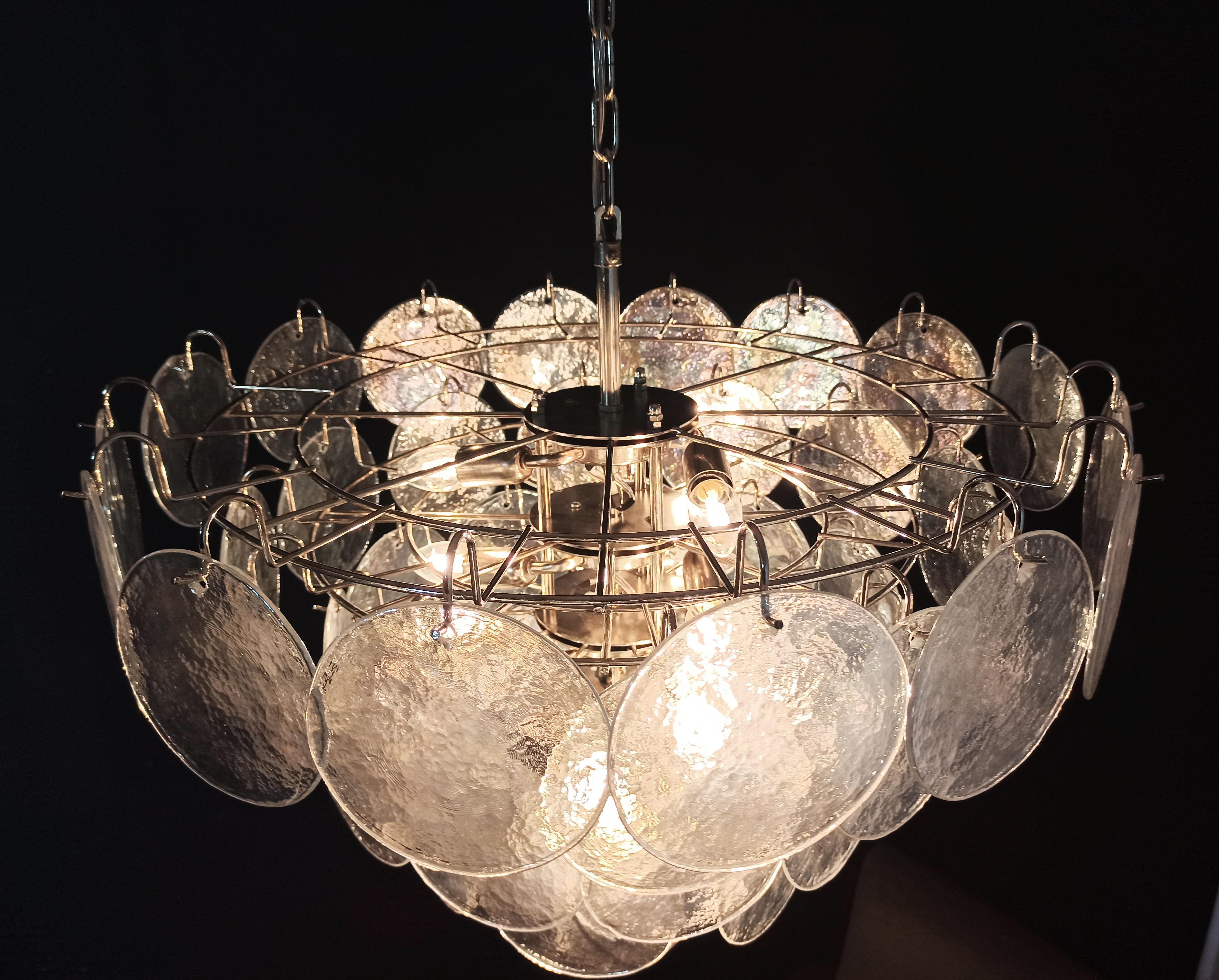 High Quality Murano Chandelier Space Age, 57 Iridescent Glasses For Sale 11