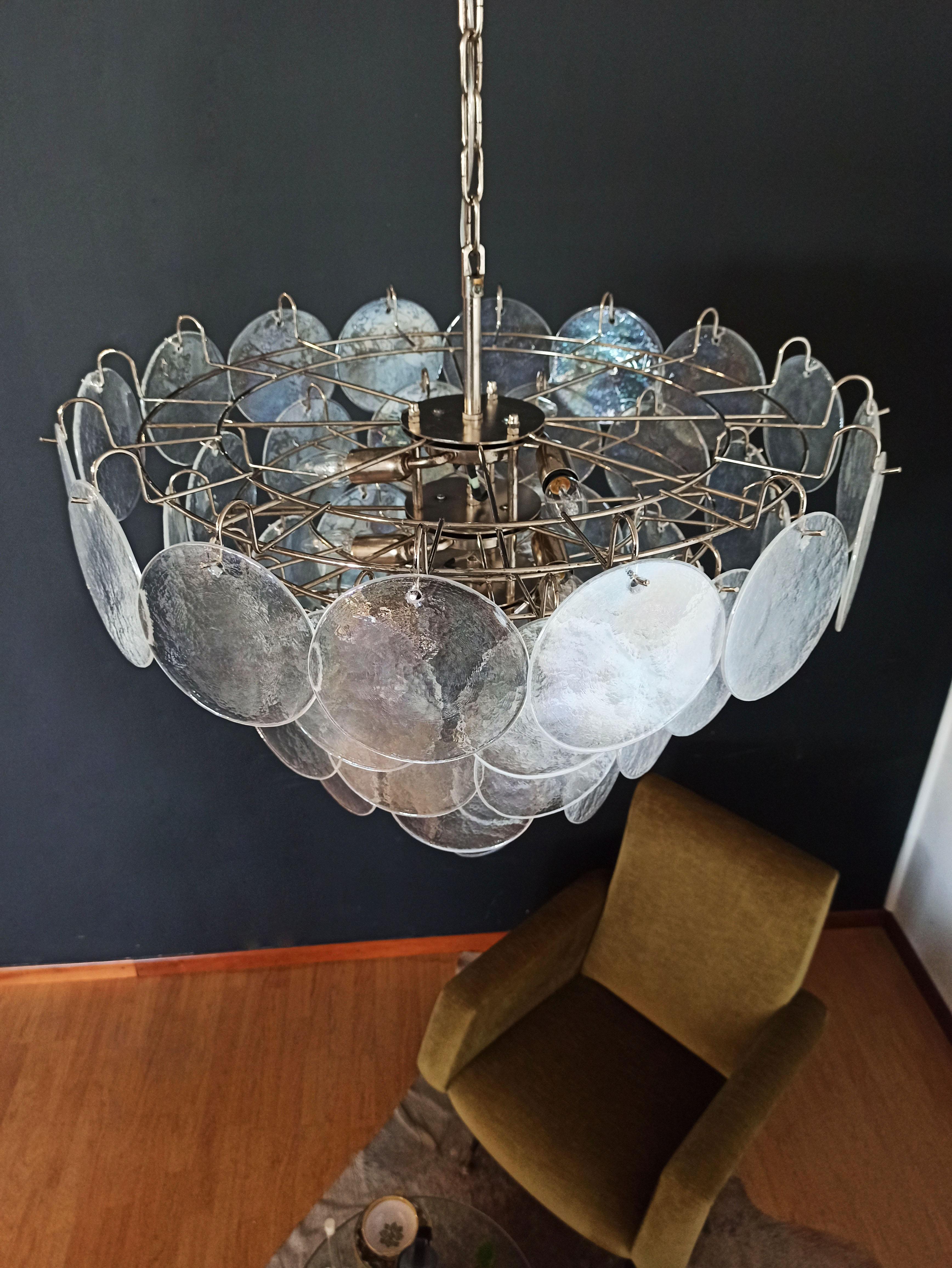 Late 20th Century High Quality Murano Chandelier Space Age, 57 Iridescent Glasses For Sale