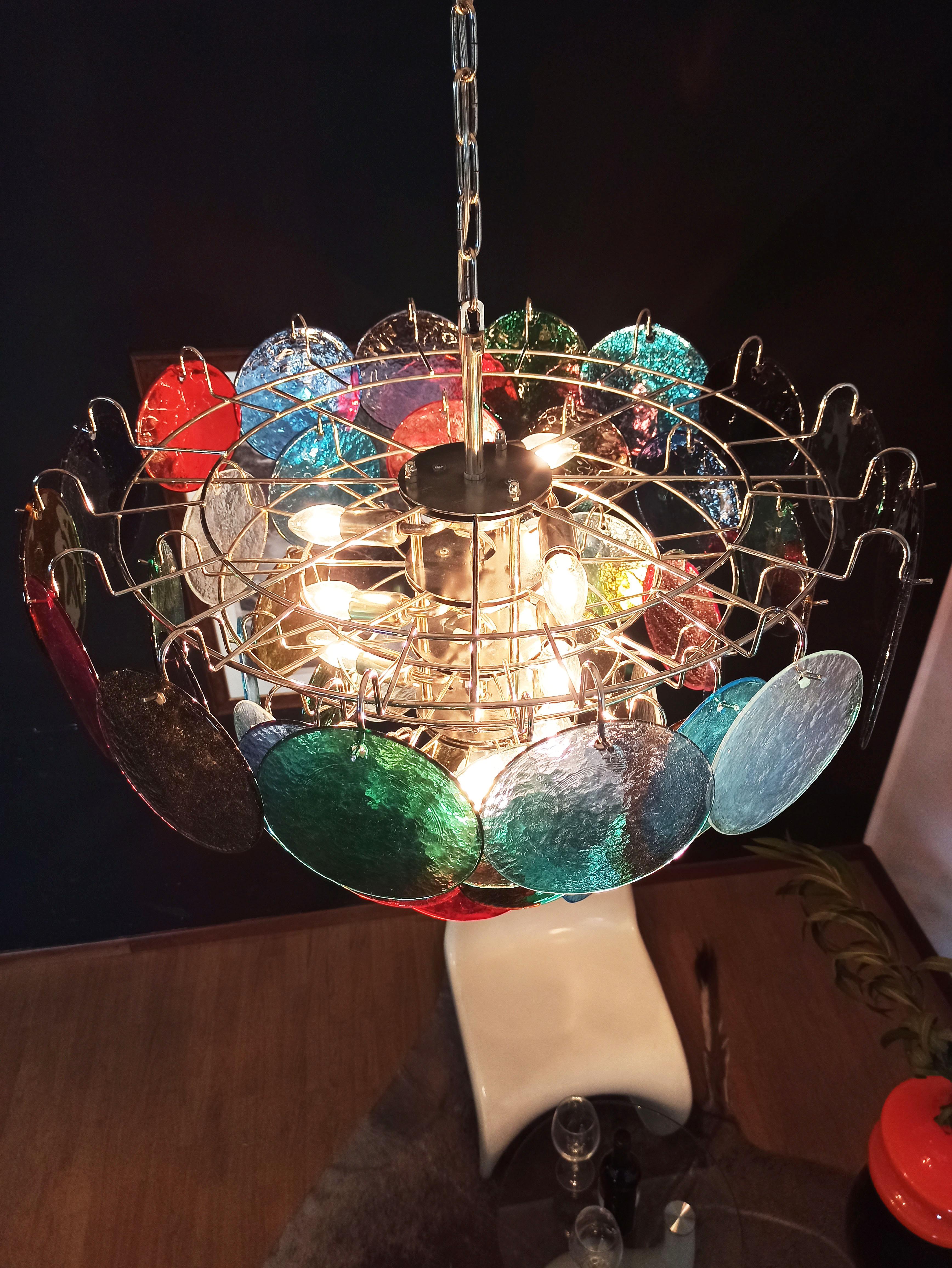 High Quality Murano Chandelier Space Age, 57 Multicolored Glasses For Sale 3