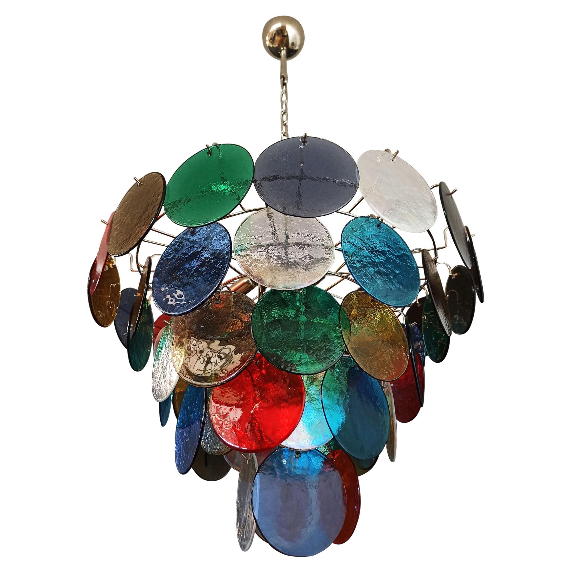 High Quality Murano Chandelier Space Age, 57 Multicolored Glasses For Sale
