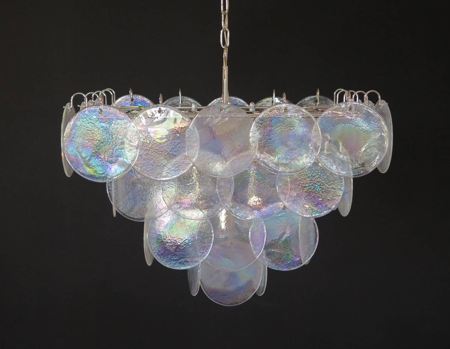 Italian High Quality Murano Chandelier Space Age, Iridescent Glasses