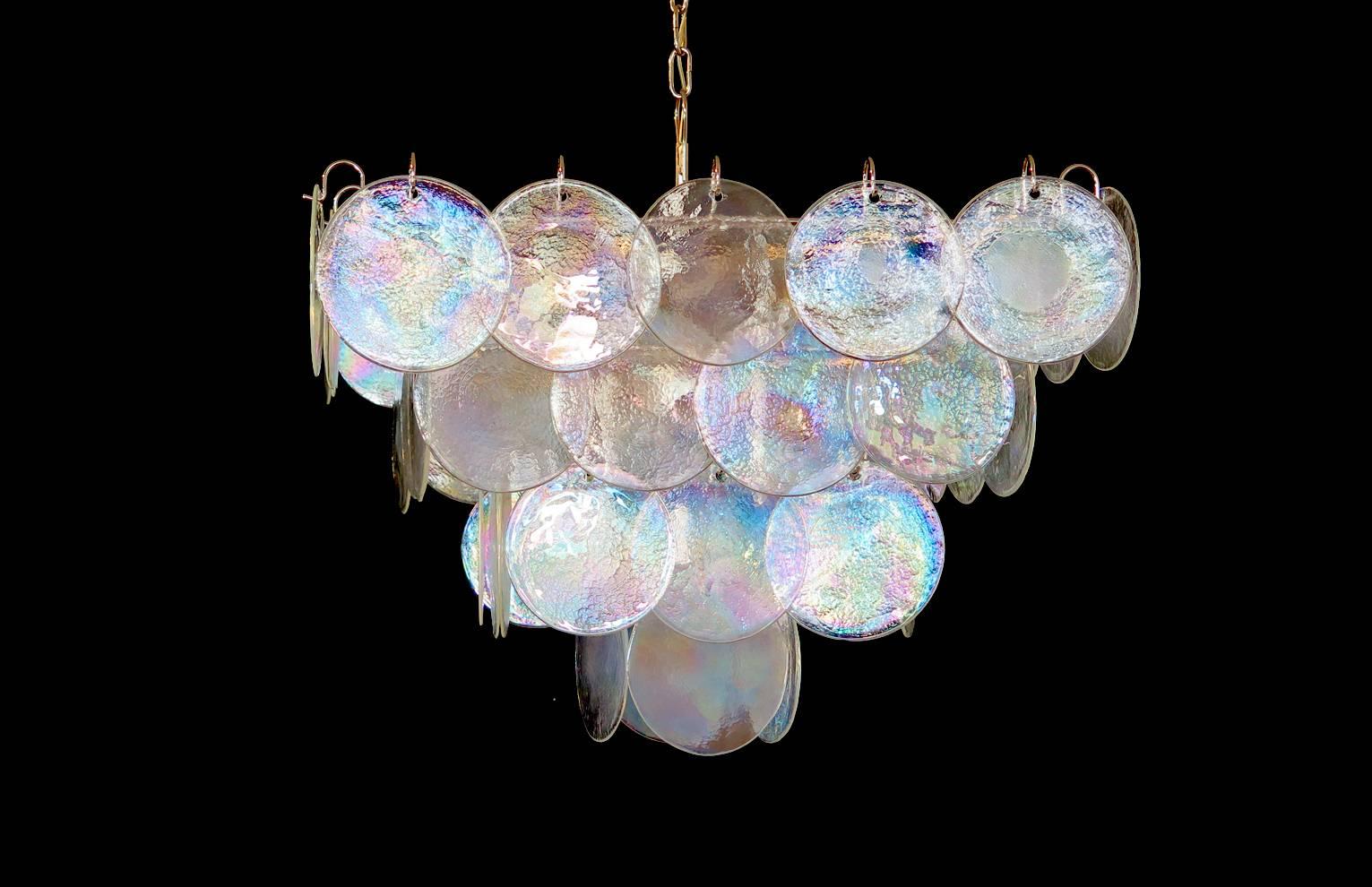 High Quality Murano Chandelier Space Age, Iridescent Glasses In Good Condition In Gaiarine Frazione Francenigo (TV), IT