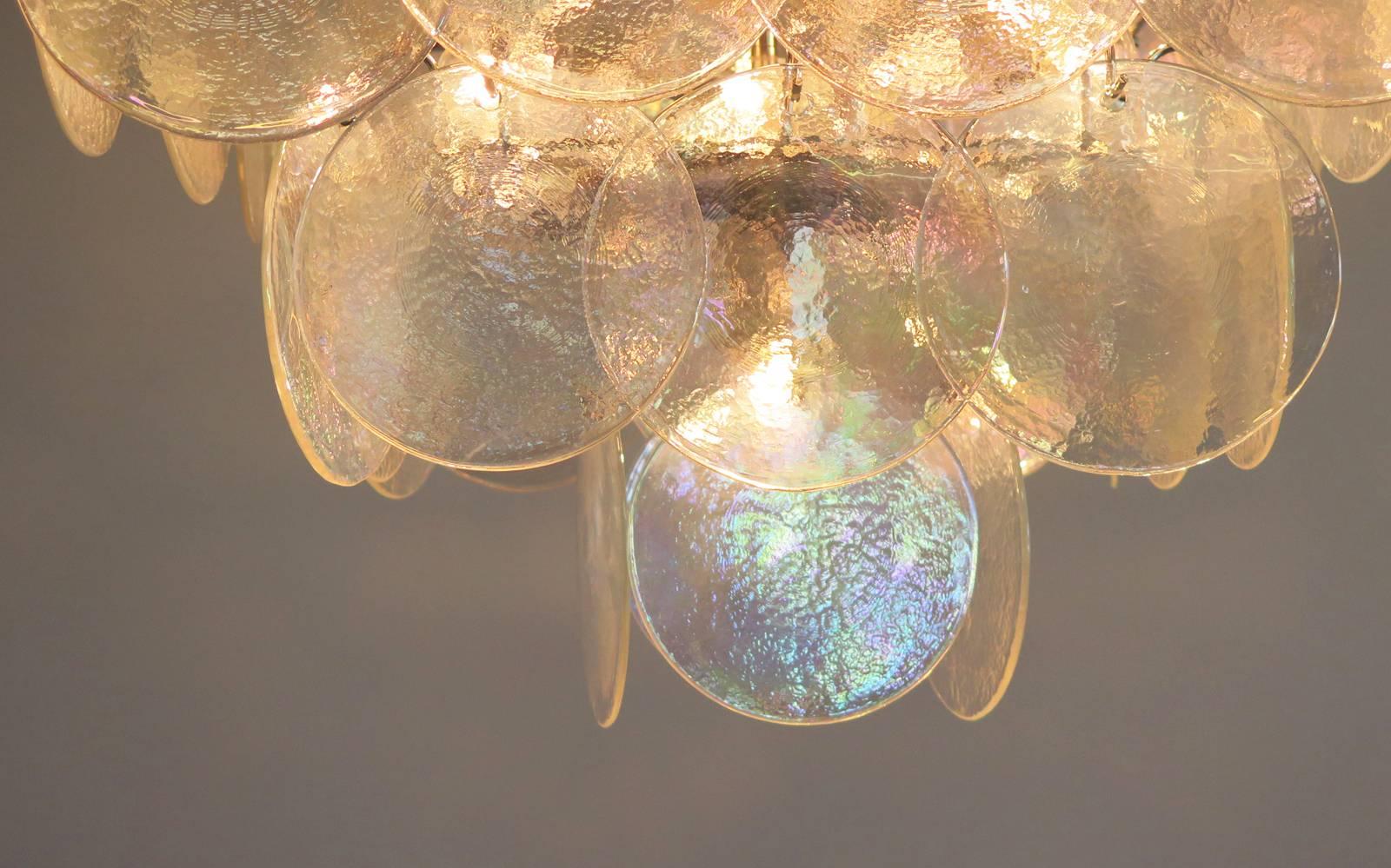 Late 20th Century High Quality Murano Chandelier Space Age, Iridescent Glasses
