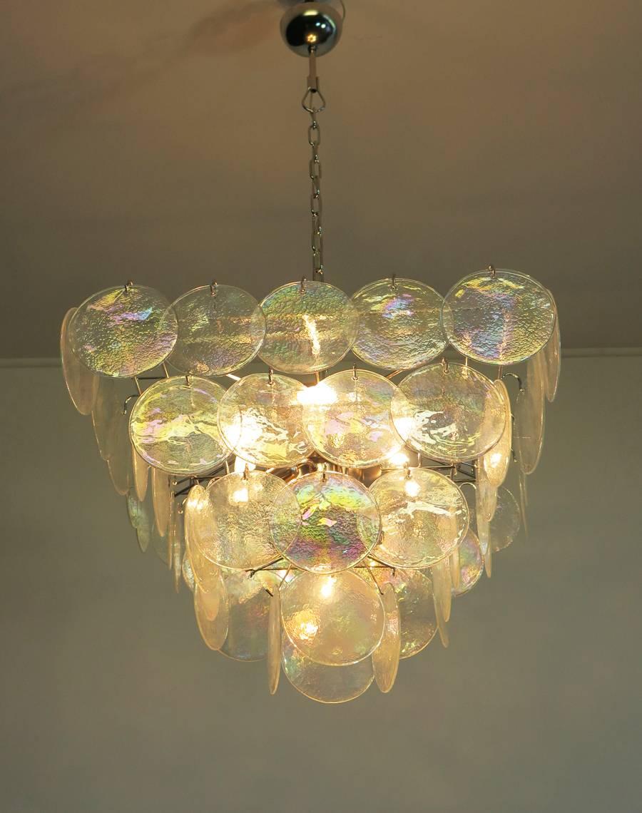 High Quality Murano Chandelier Space Age, Iridescent Glasses 1