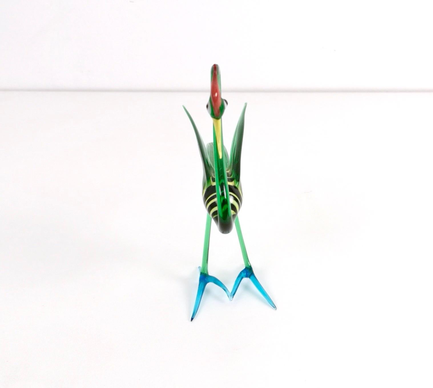 High-Quality Midcentury Green Murano Glass Bird Decorative Item, Italy In Excellent Condition In Bresso, Lombardy
