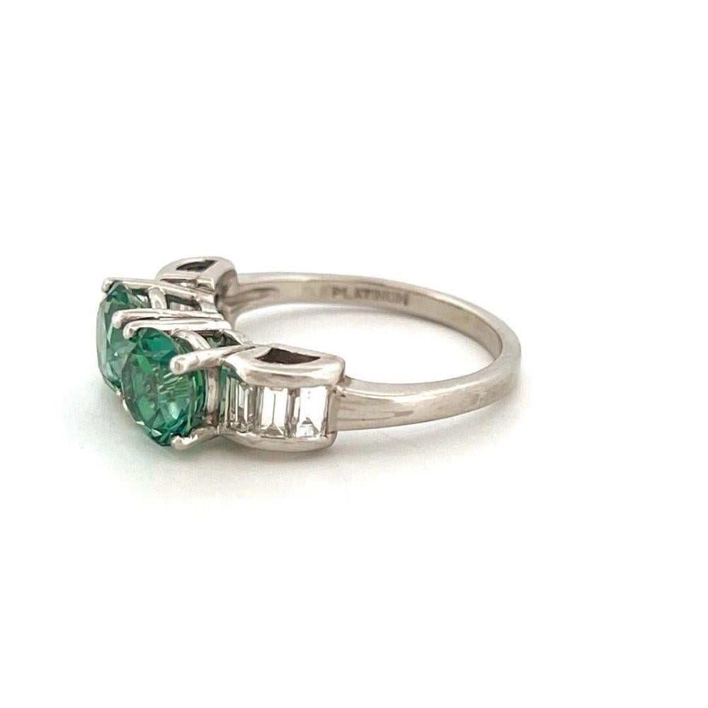 High Quality Natural Green-Blue Tourmaline & Diamond Platinum Ring 3ctw Size 7.5 In Good Condition For Sale In Carmel By The Sea, CA