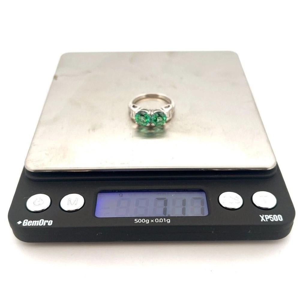 Women's High Quality Natural Green-Blue Tourmaline & Diamond Platinum Ring 3ctw Size 7.5 For Sale