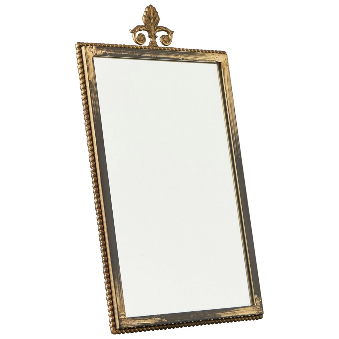 High Quality Neoclassical Louis XVI Style Mirror in Patinated Brass 1960s For Sale