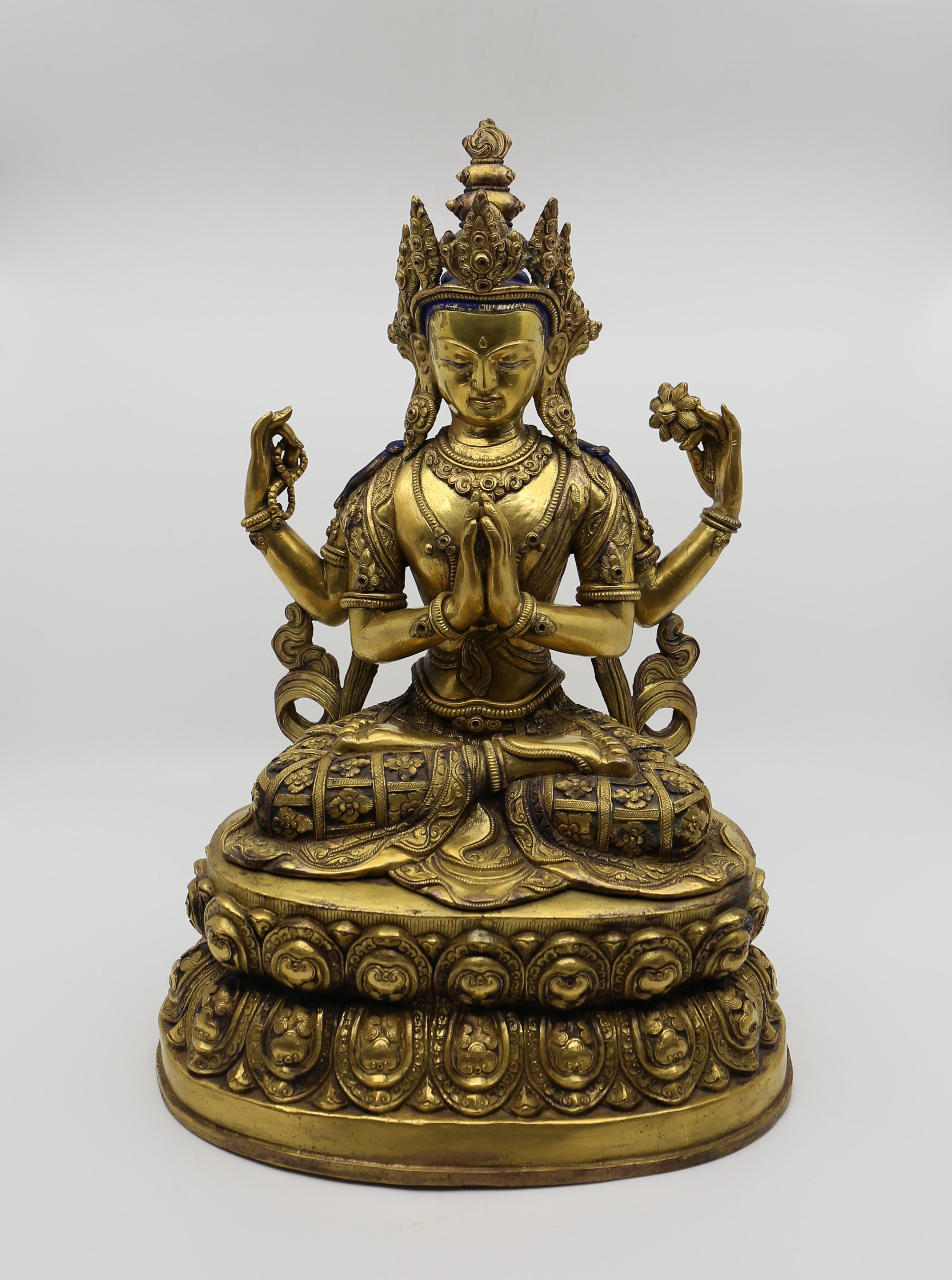 Buddha-Statue aus Nepal aus Bronze von Nepal in hoher Qualität im Angebot 4