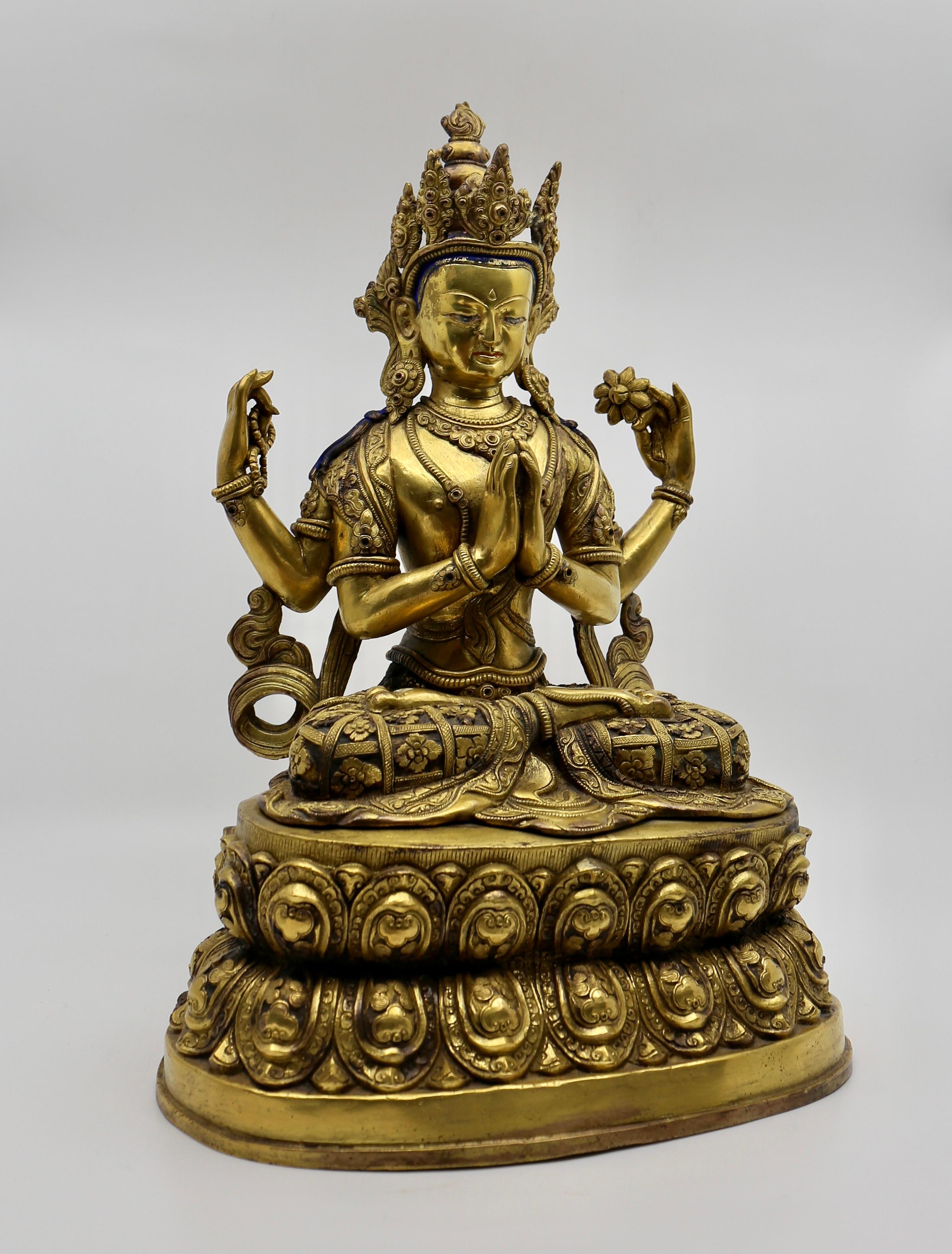 Buddha-Statue aus Nepal aus Bronze von Nepal in hoher Qualität im Angebot 5