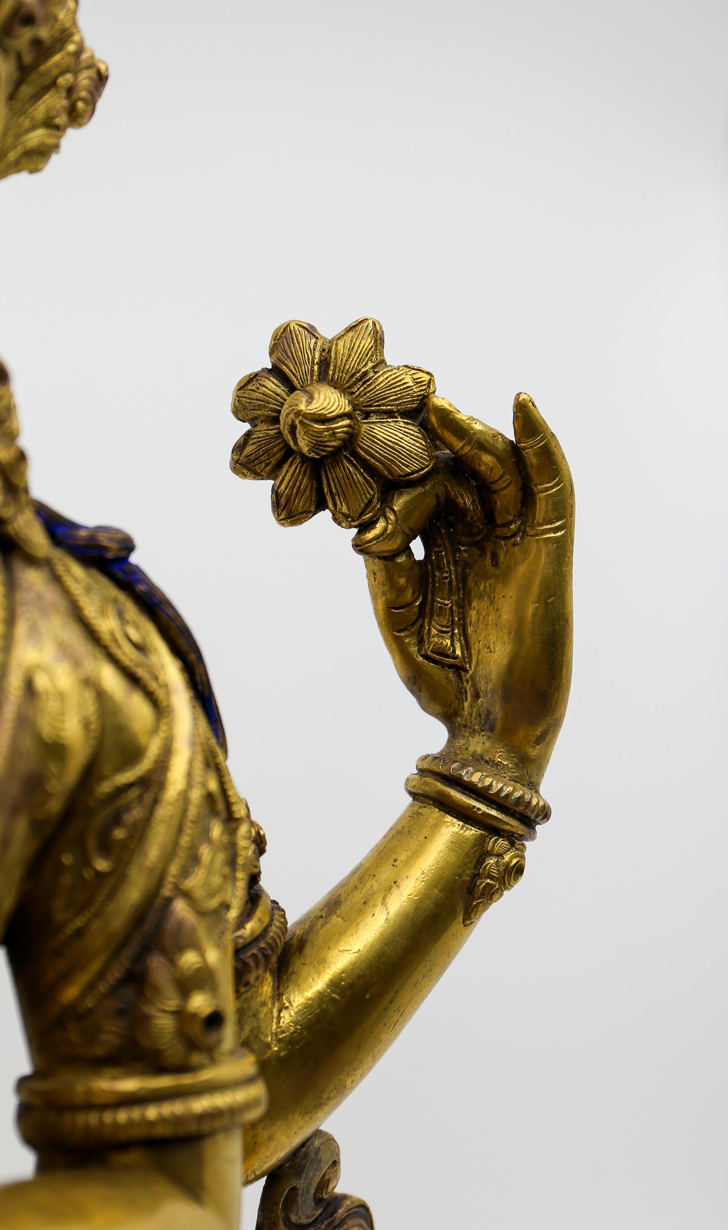 Buddha-Statue aus Nepal aus Bronze von Nepal in hoher Qualität im Angebot 13