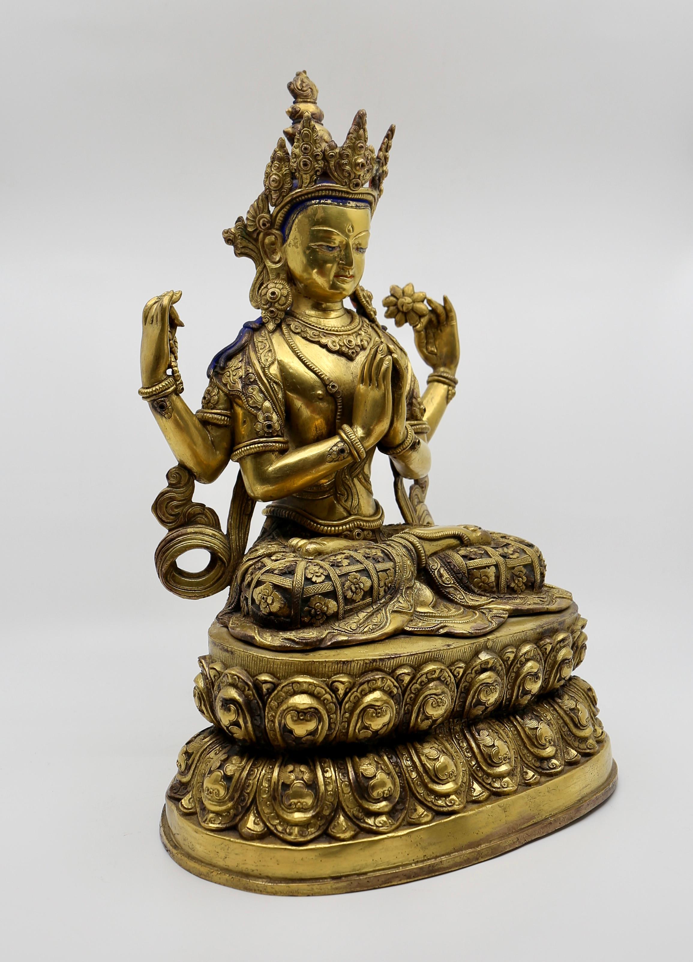 Buddha-Statue aus Nepal aus Bronze von Nepal in hoher Qualität (Vergoldet) im Angebot