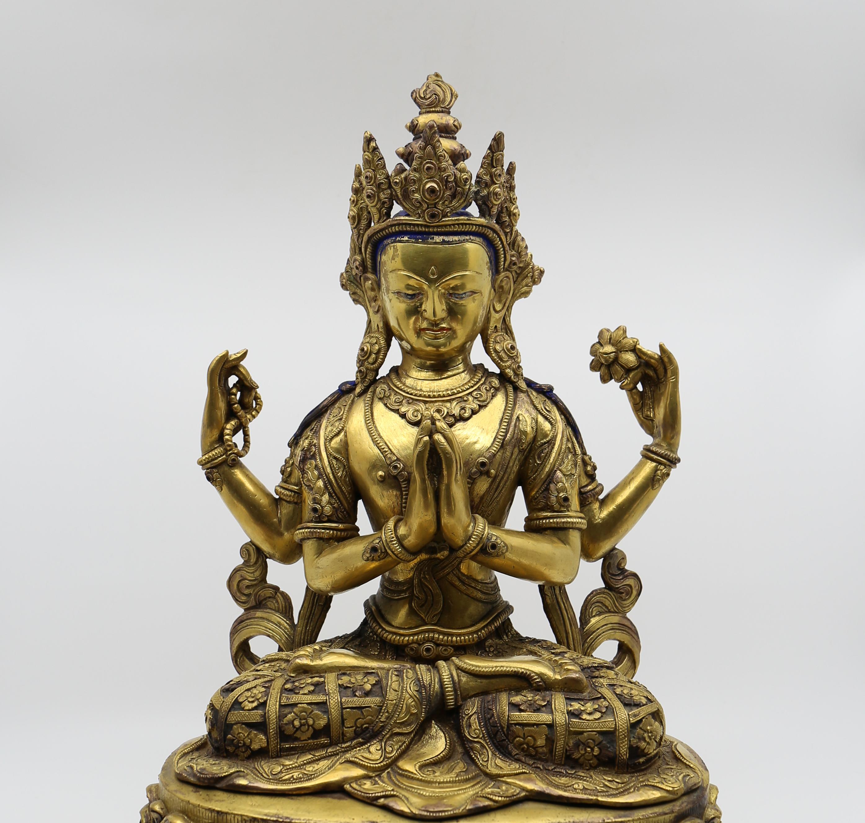 Buddha-Statue aus Nepal aus Bronze von Nepal in hoher Qualität im Angebot 3