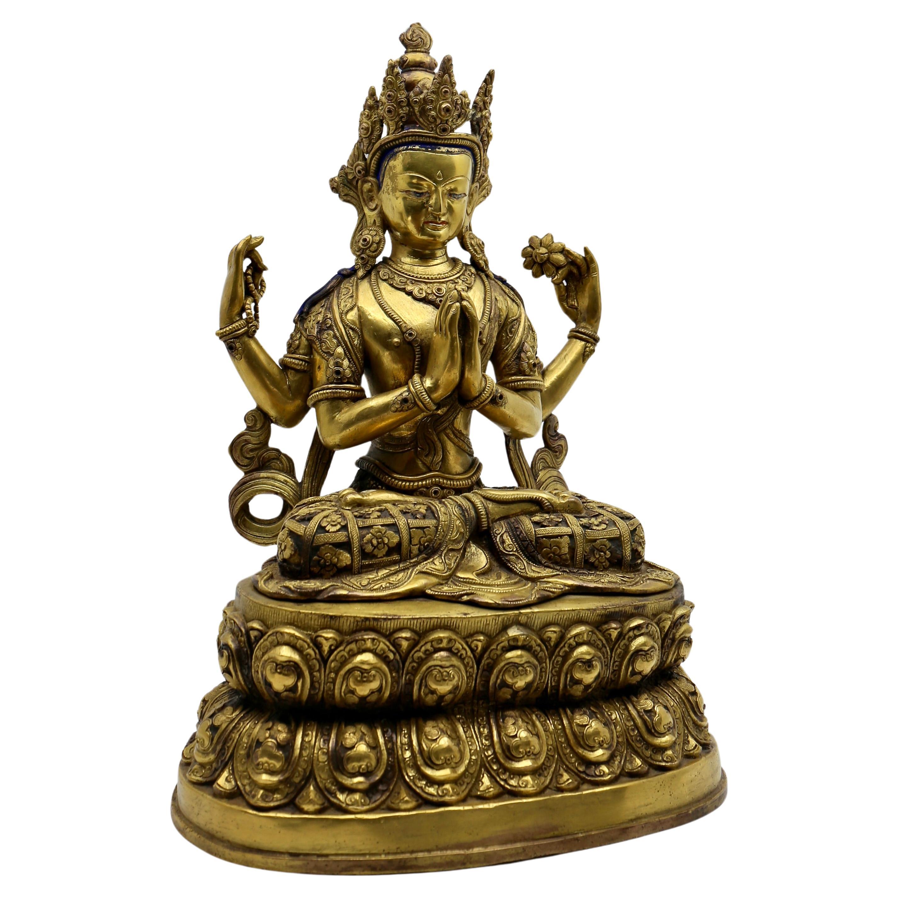 Buddha-Statue aus Nepal aus Bronze von Nepal in hoher Qualität im Angebot