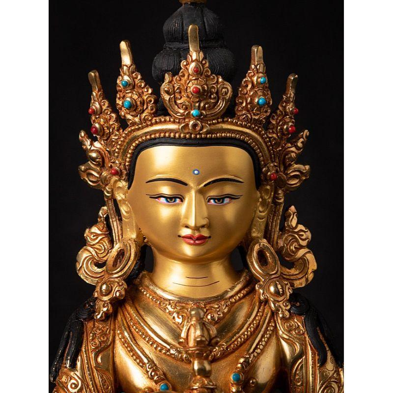 High Quality Nepali Bronze Gold-Face Chenrezig Statue from Nepal For Sale 5
